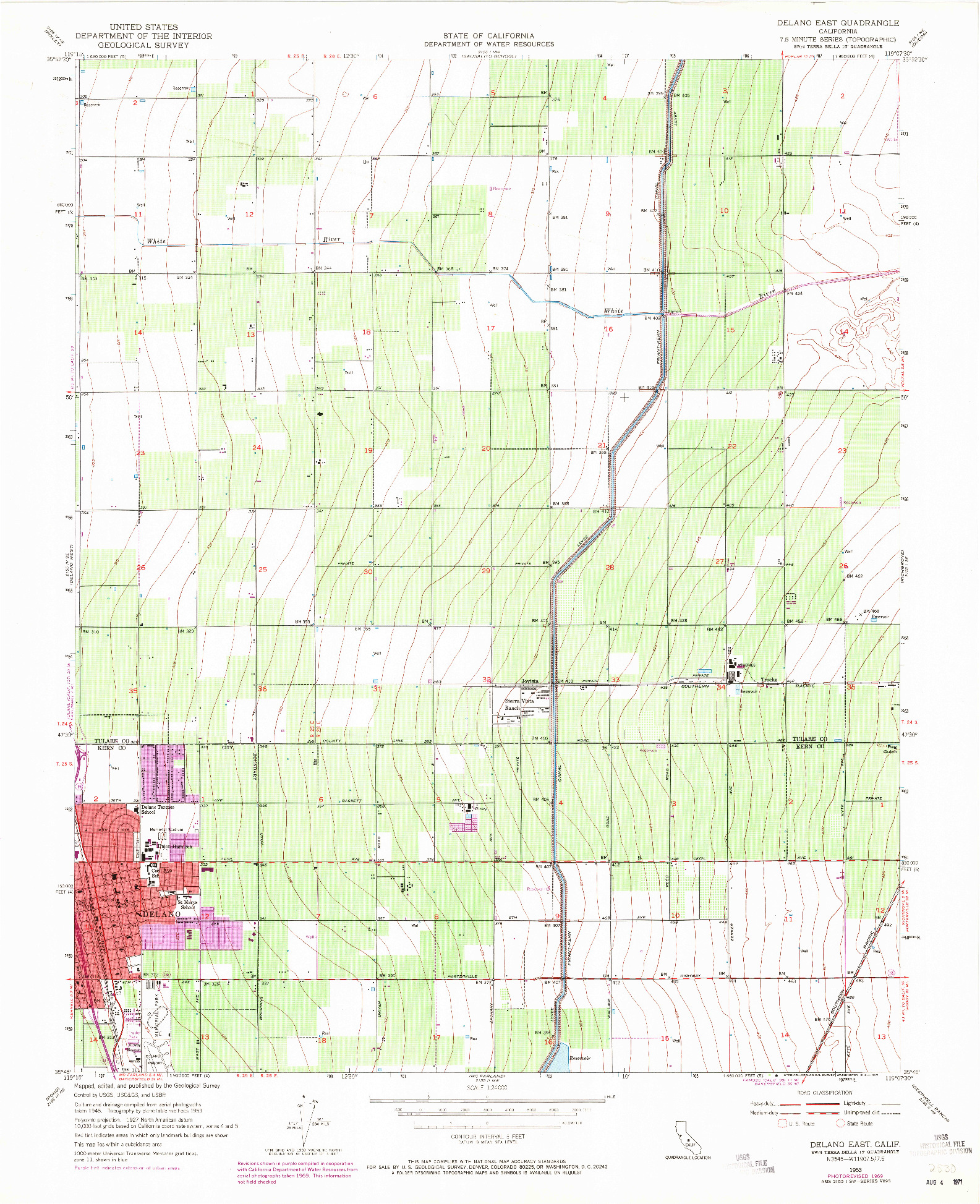 USGS 1:24000-SCALE QUADRANGLE FOR DELANO EAST, CA 1953