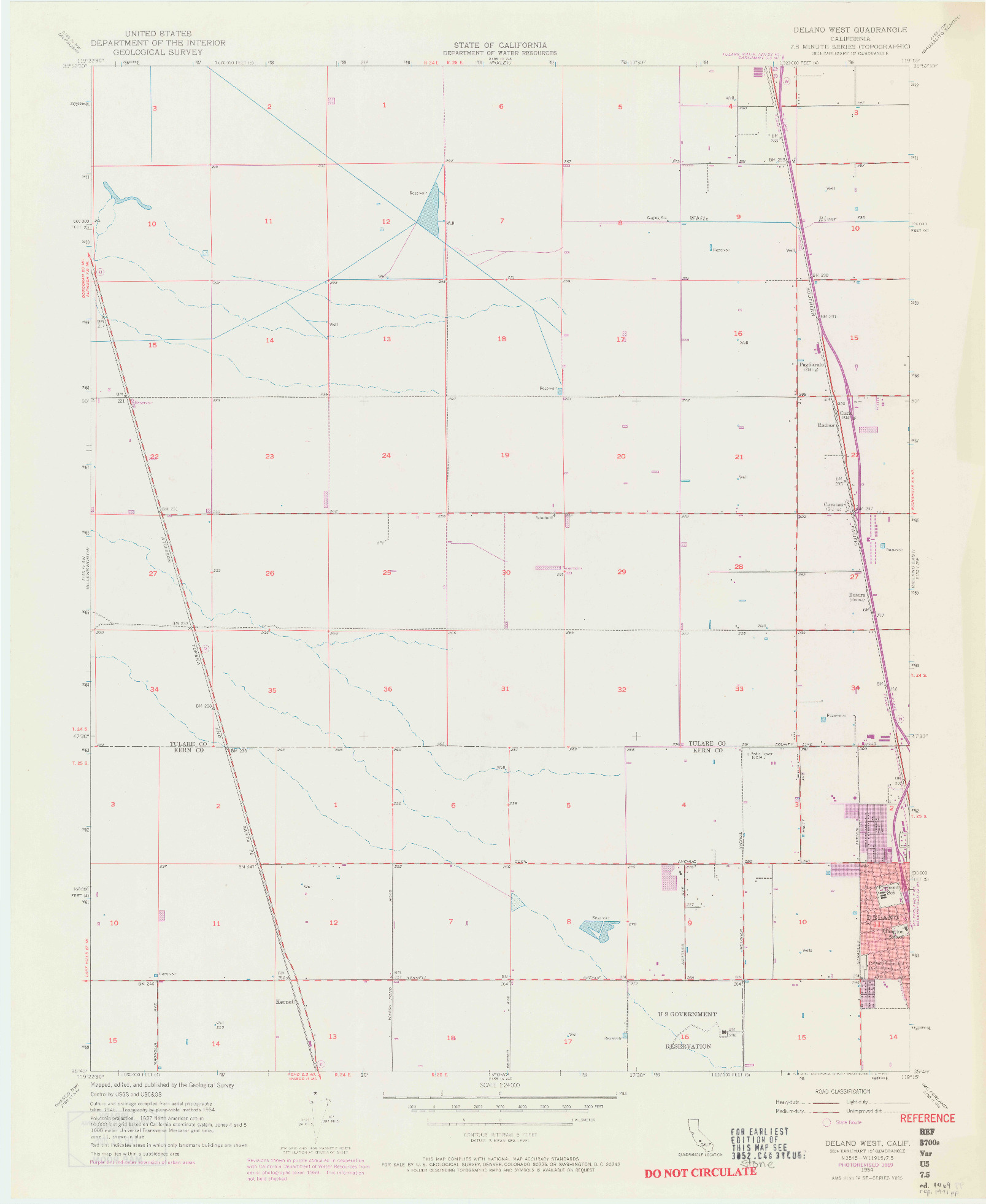 USGS 1:24000-SCALE QUADRANGLE FOR DELANO WEST, CA 1954