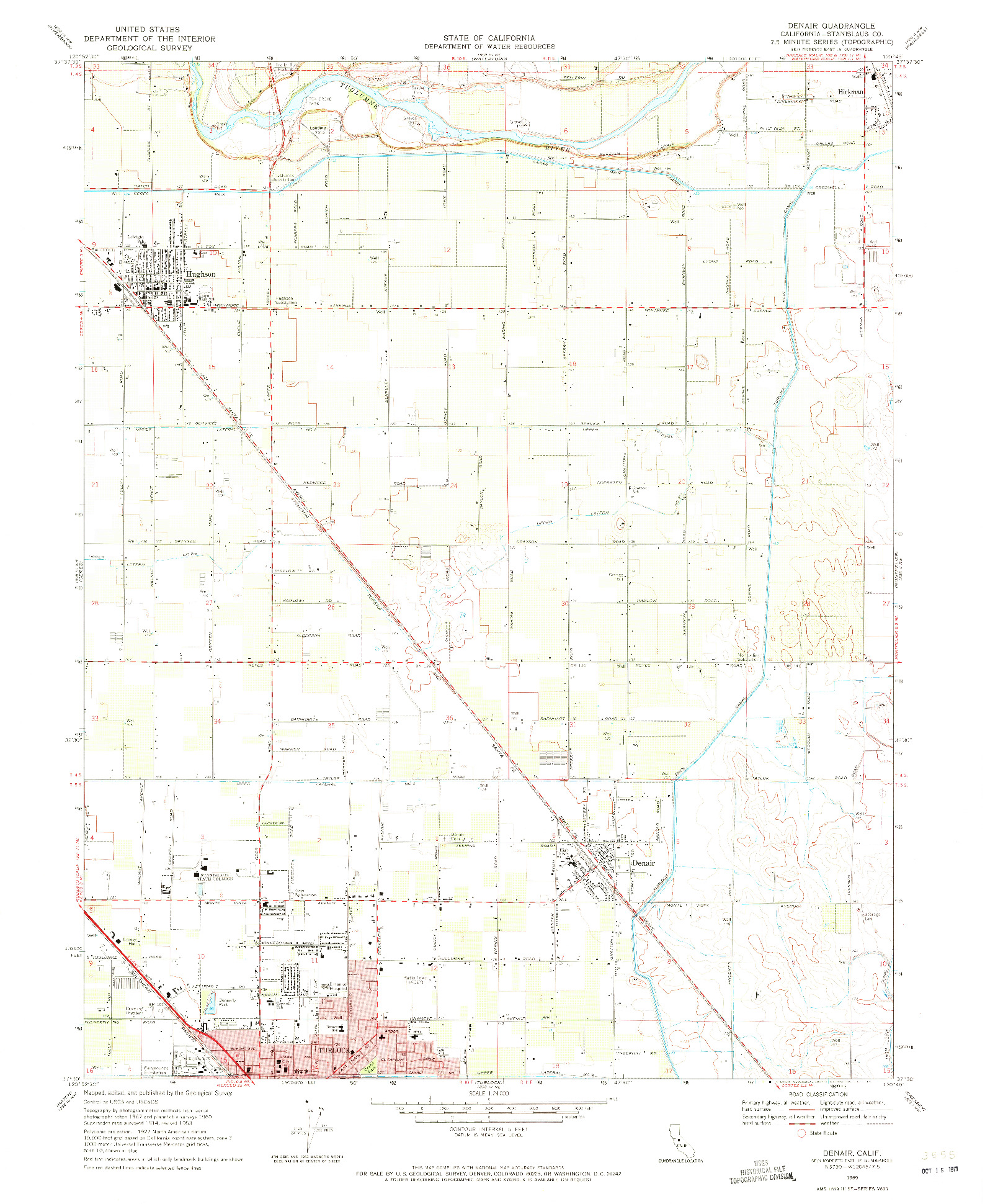 USGS 1:24000-SCALE QUADRANGLE FOR DENAIR, CA 1969