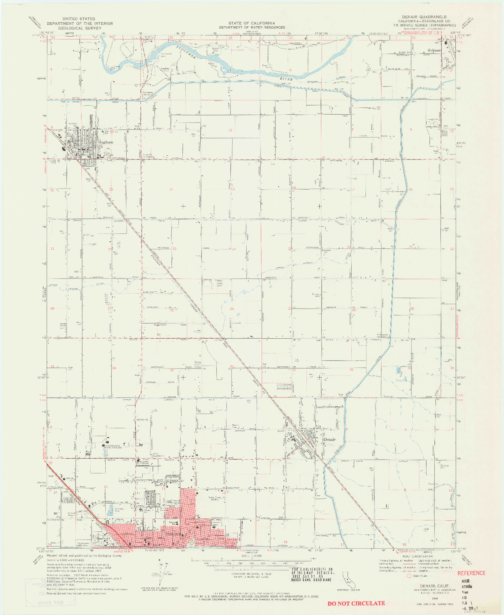 USGS 1:24000-SCALE QUADRANGLE FOR DENAIR, CA 1969