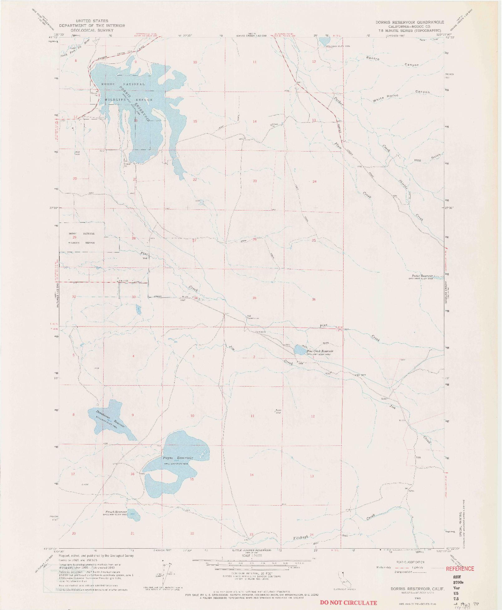 USGS 1:24000-SCALE QUADRANGLE FOR DORRIS RESERVOIR, CA 1963
