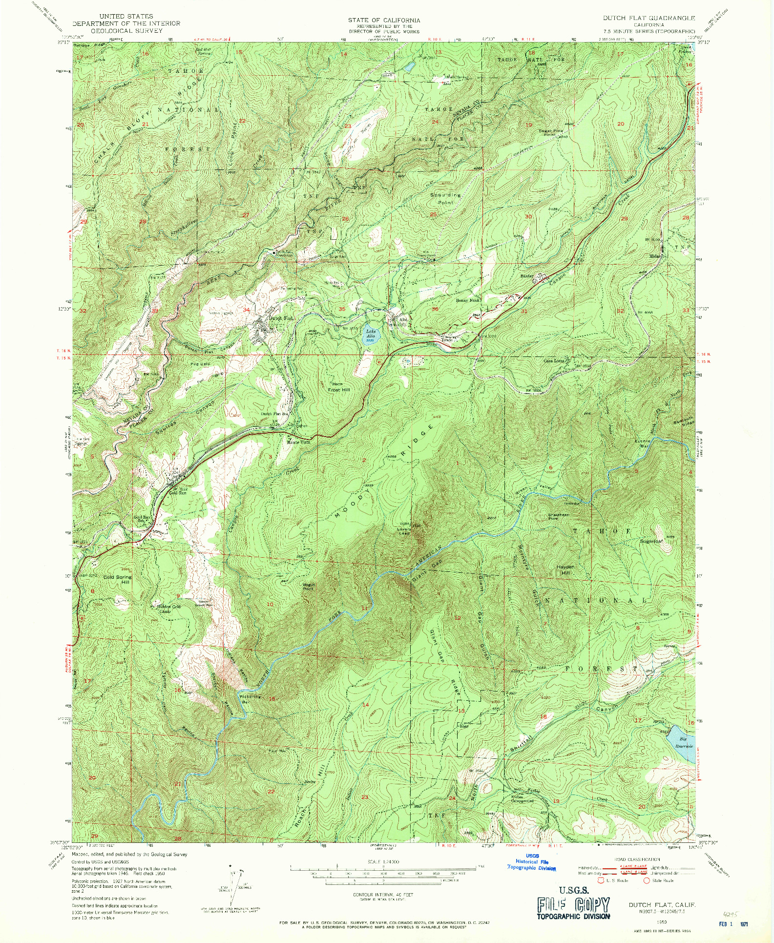 USGS 1:24000-SCALE QUADRANGLE FOR DUTCH FLAT, CA 1950