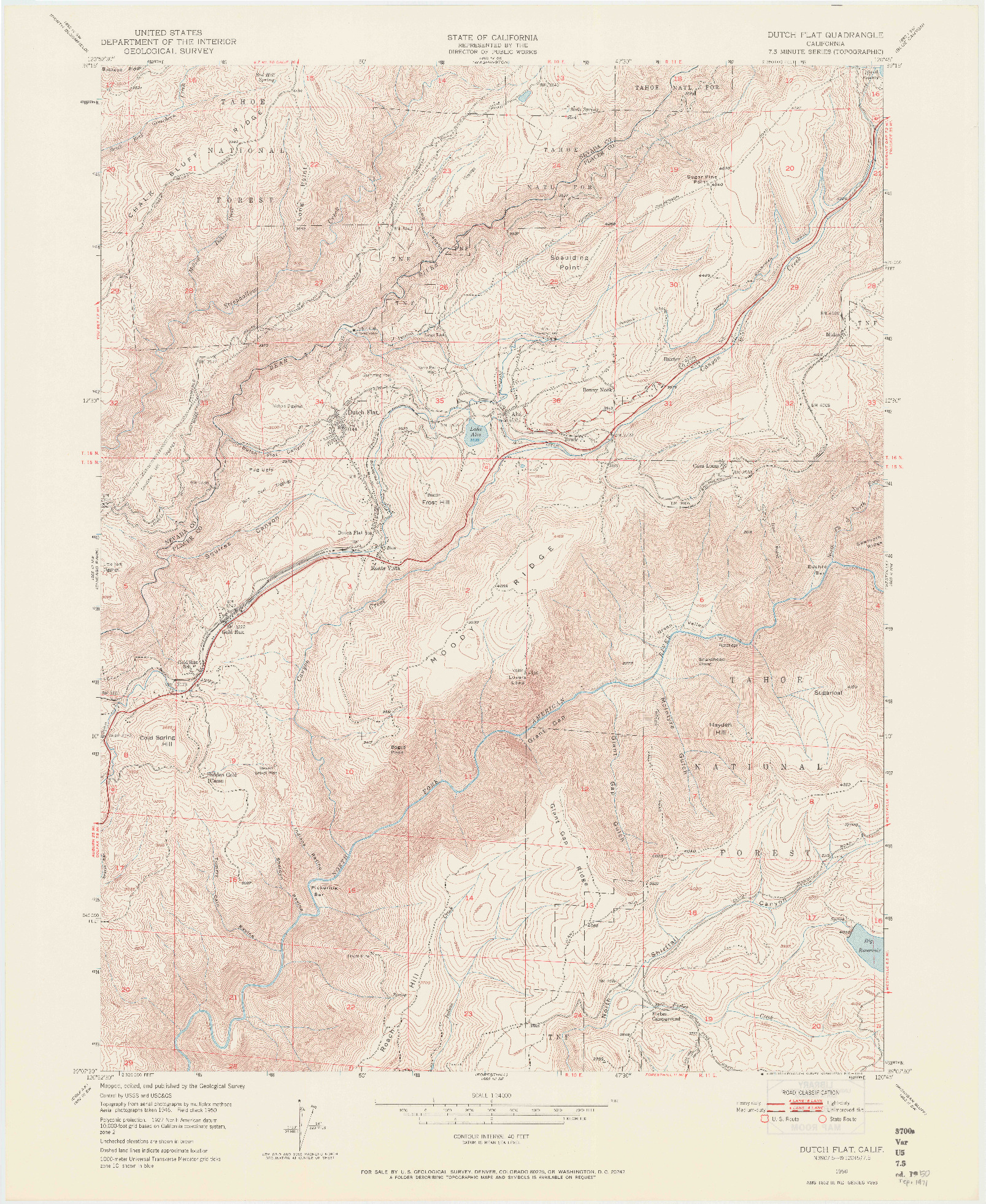 USGS 1:24000-SCALE QUADRANGLE FOR DUTCH FLAT, CA 1950