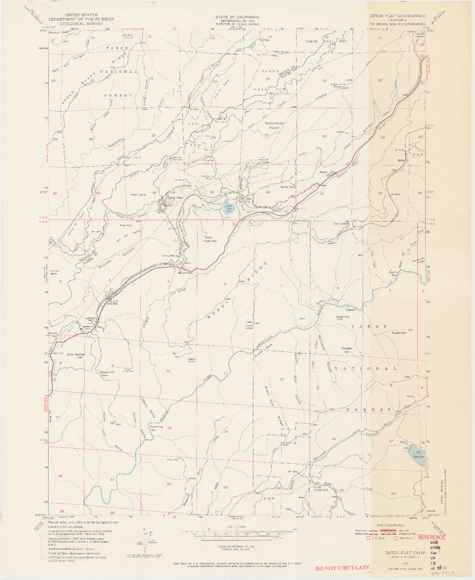 USGS 1:24000-SCALE QUADRANGLE FOR DUTCH FLAT, CA 1950