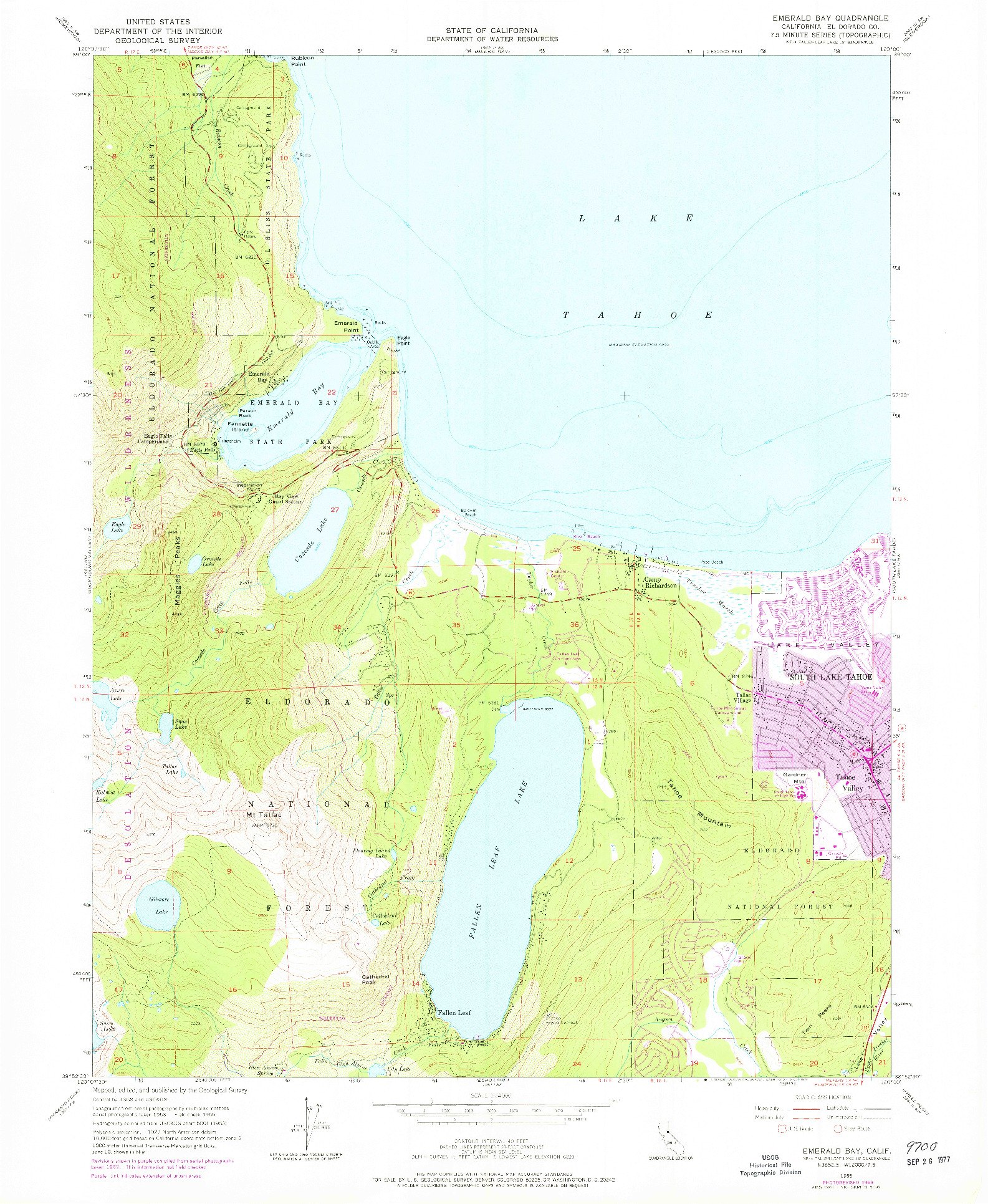 USGS 1:24000-SCALE QUADRANGLE FOR EMERALD BAY, CA 1955