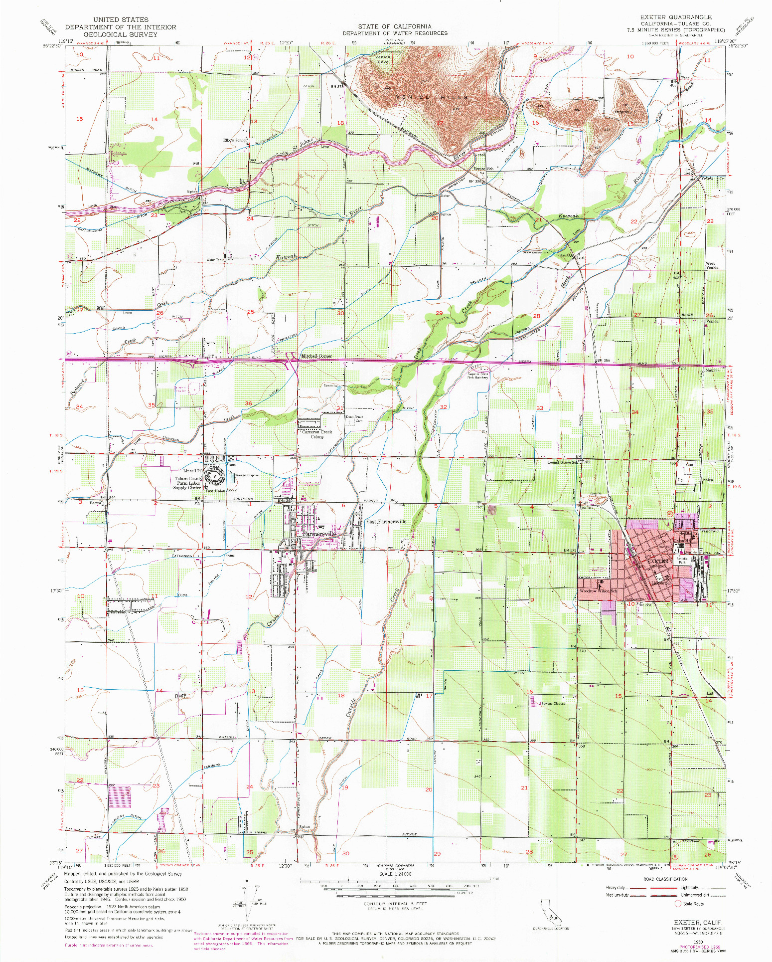 USGS 1:24000-SCALE QUADRANGLE FOR EXETER, CA 1950