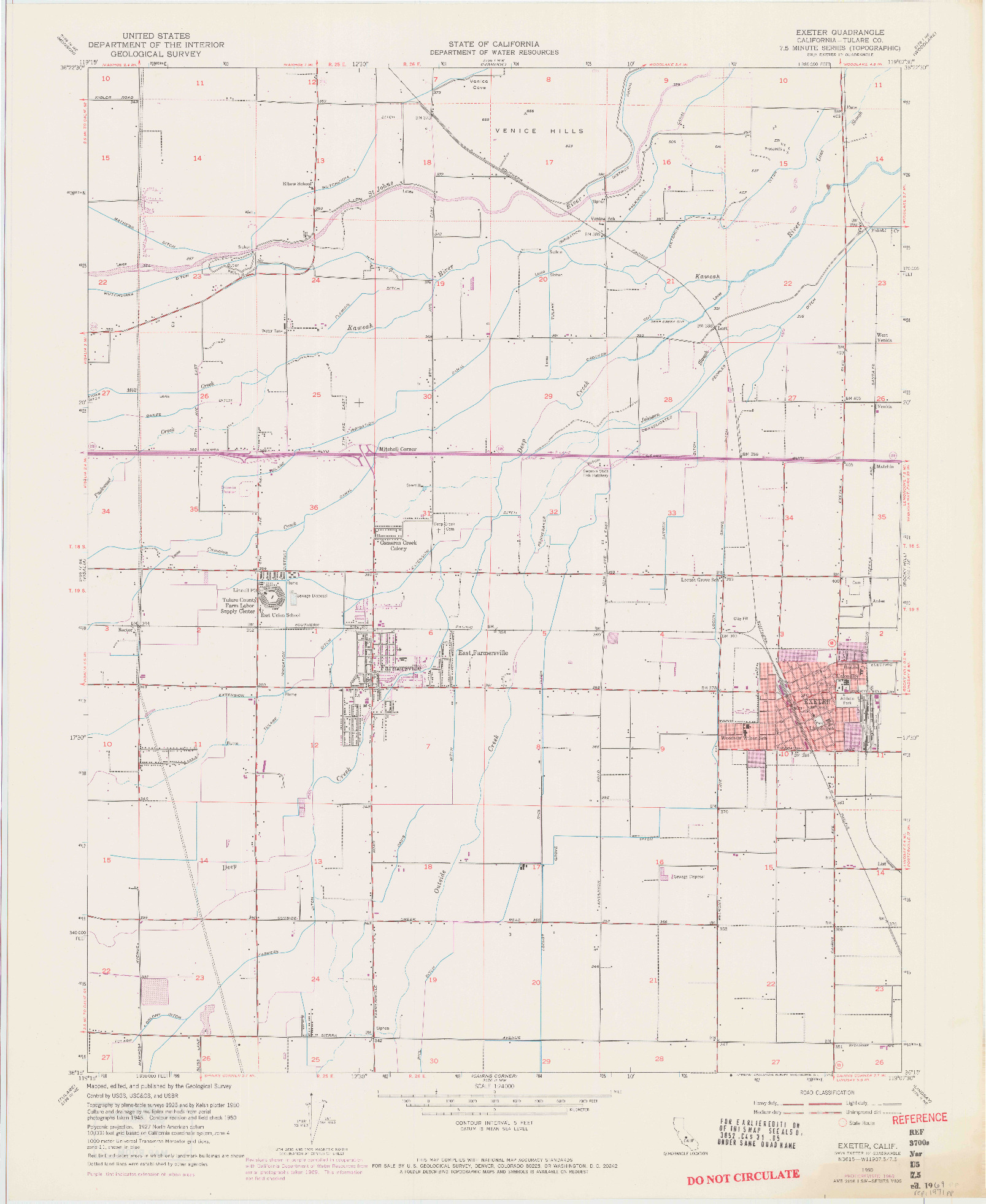 USGS 1:24000-SCALE QUADRANGLE FOR EXETER, CA 1950