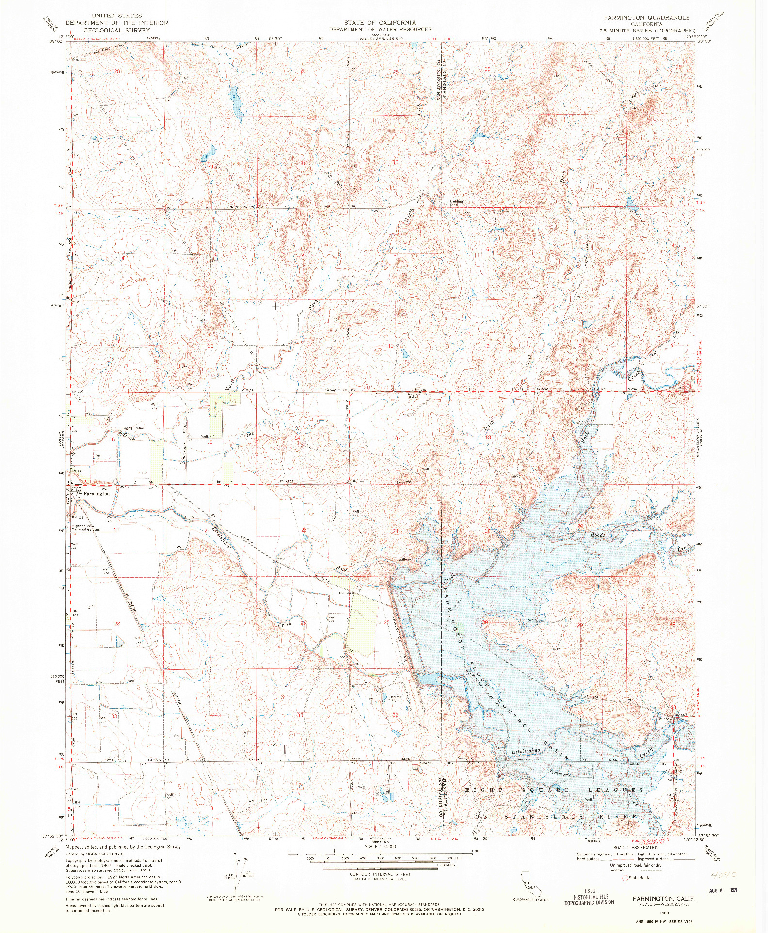 USGS 1:24000-SCALE QUADRANGLE FOR FARMINGTON, CA 1968