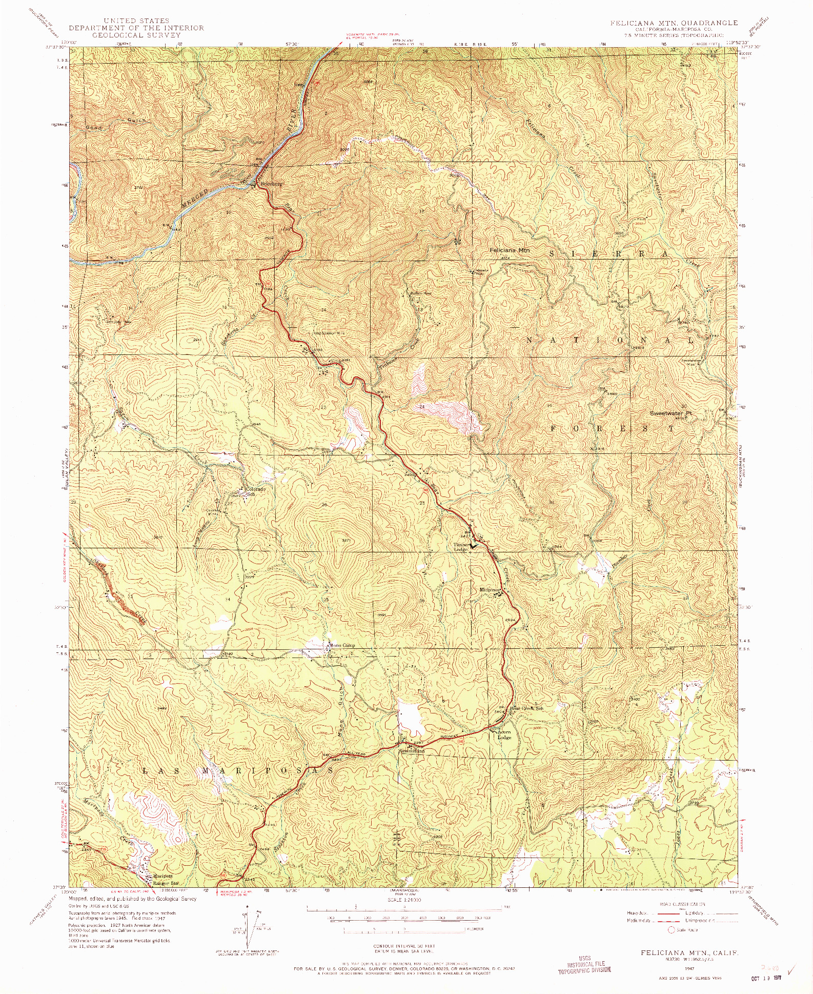 USGS 1:24000-SCALE QUADRANGLE FOR FELICIANA MTN., CA 1947
