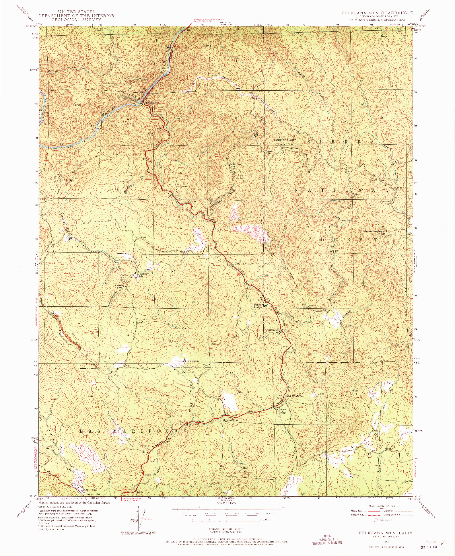 USGS 1:24000-SCALE QUADRANGLE FOR FELICIANA MTN., CA 1947