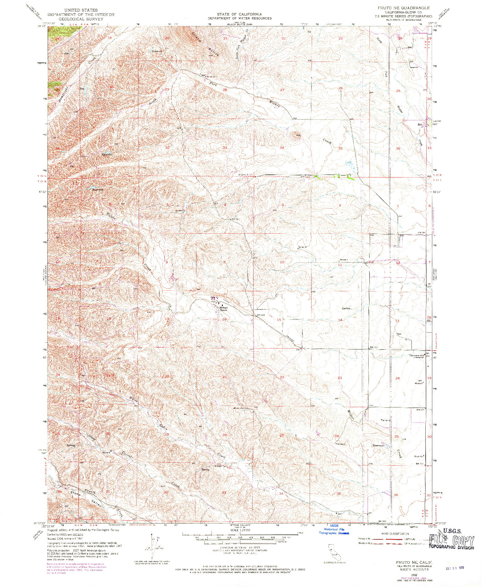 USGS 1:24000-SCALE QUADRANGLE FOR FRUTO NE, CA 1952