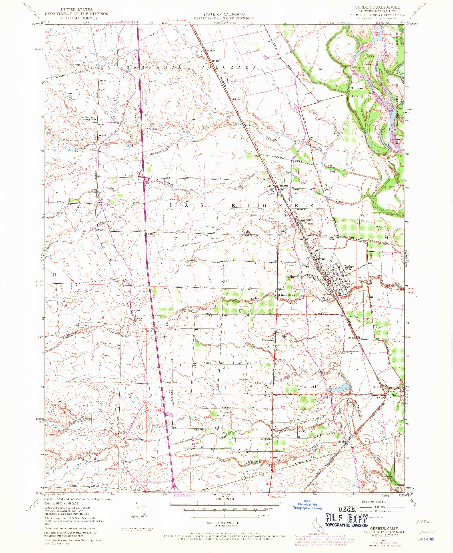USGS 1:24000-SCALE QUADRANGLE FOR GERBER, CA 1950