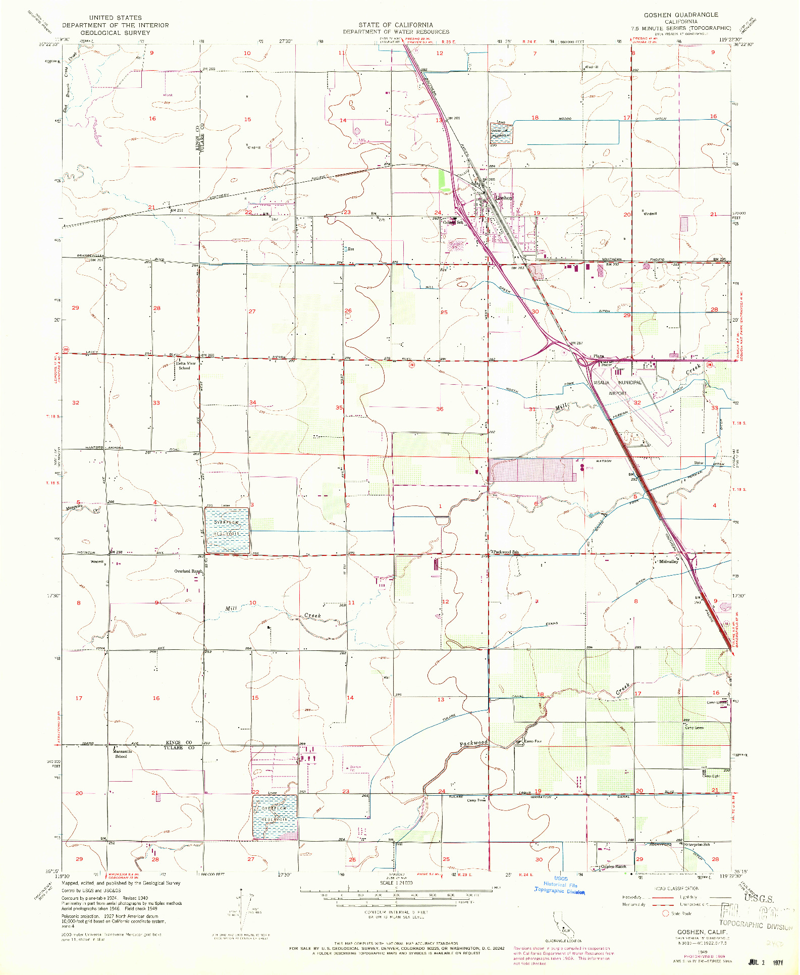 USGS 1:24000-SCALE QUADRANGLE FOR GOSHEN, CA 1949