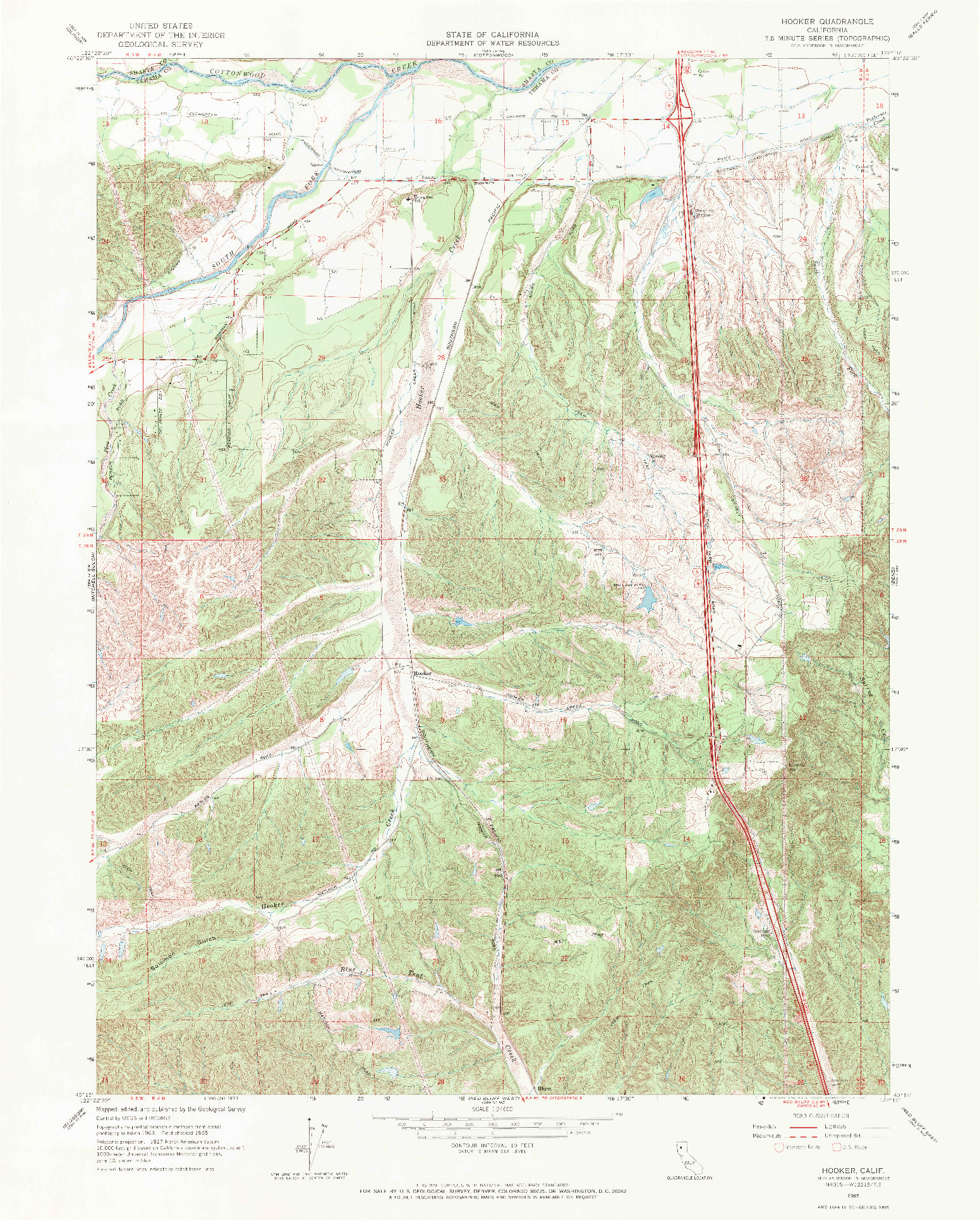 USGS 1:24000-SCALE QUADRANGLE FOR HOOKER, CA 1965
