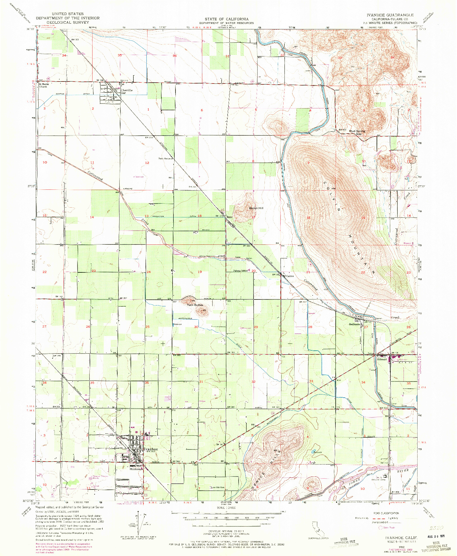 USGS 1:24000-SCALE QUADRANGLE FOR IVANHOE, CA 1950