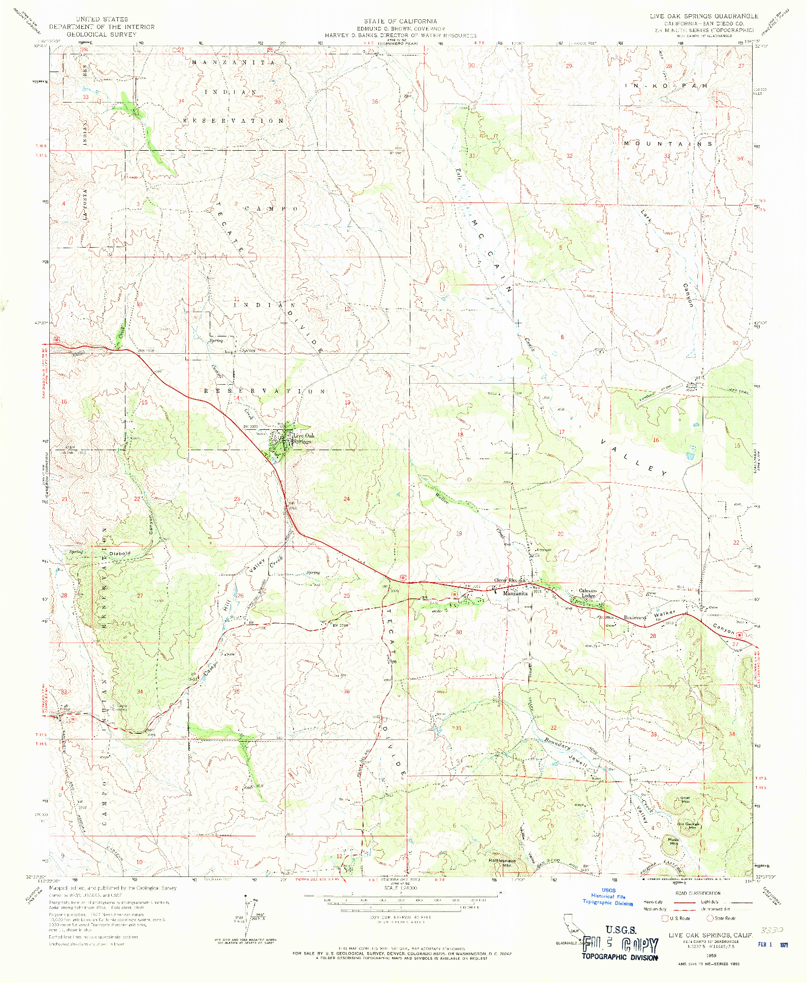 USGS 1:24000-SCALE QUADRANGLE FOR LIVE OAK SPRINGS, CA 1959