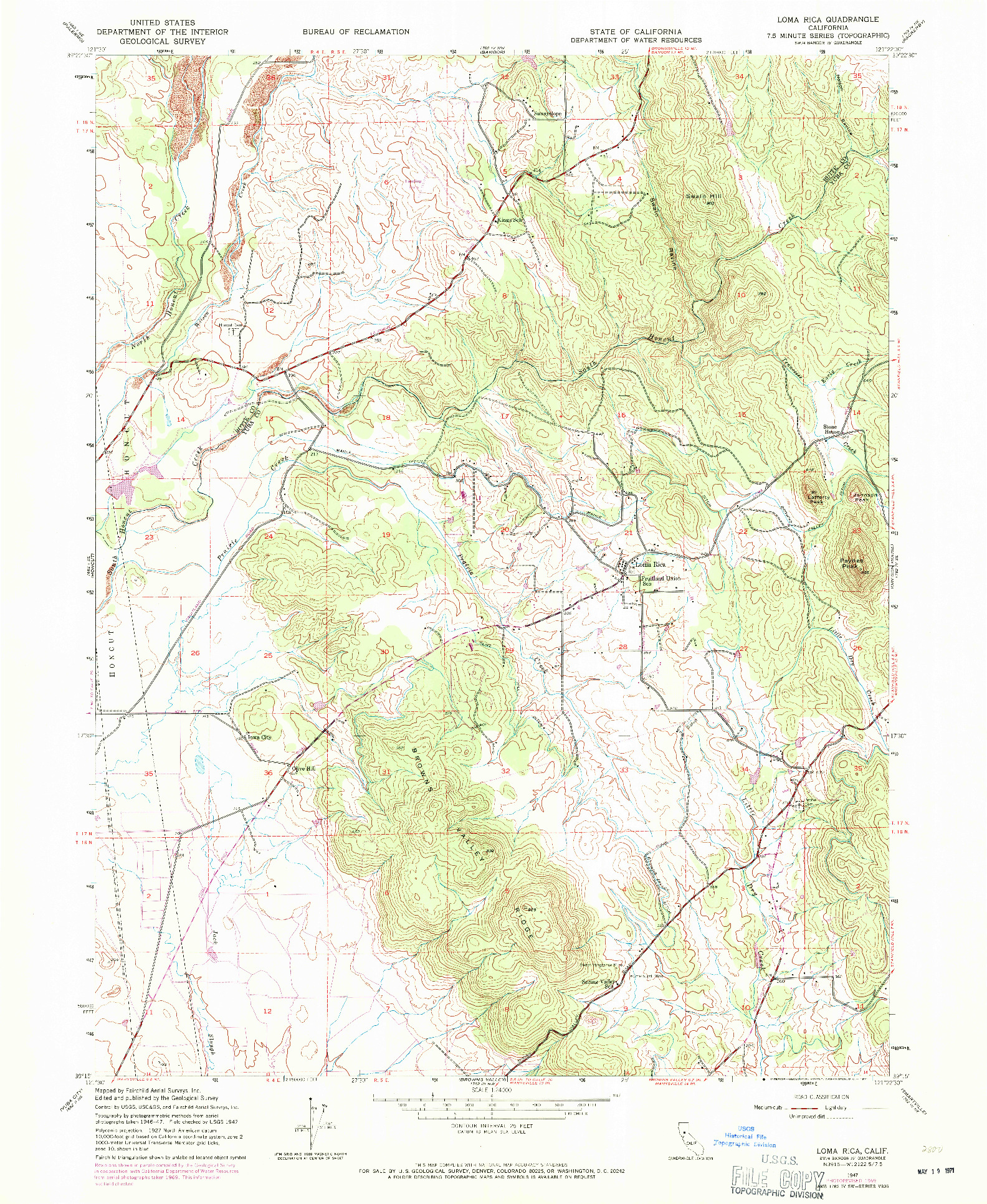 USGS 1:24000-SCALE QUADRANGLE FOR LOMA RICA, CA 1947