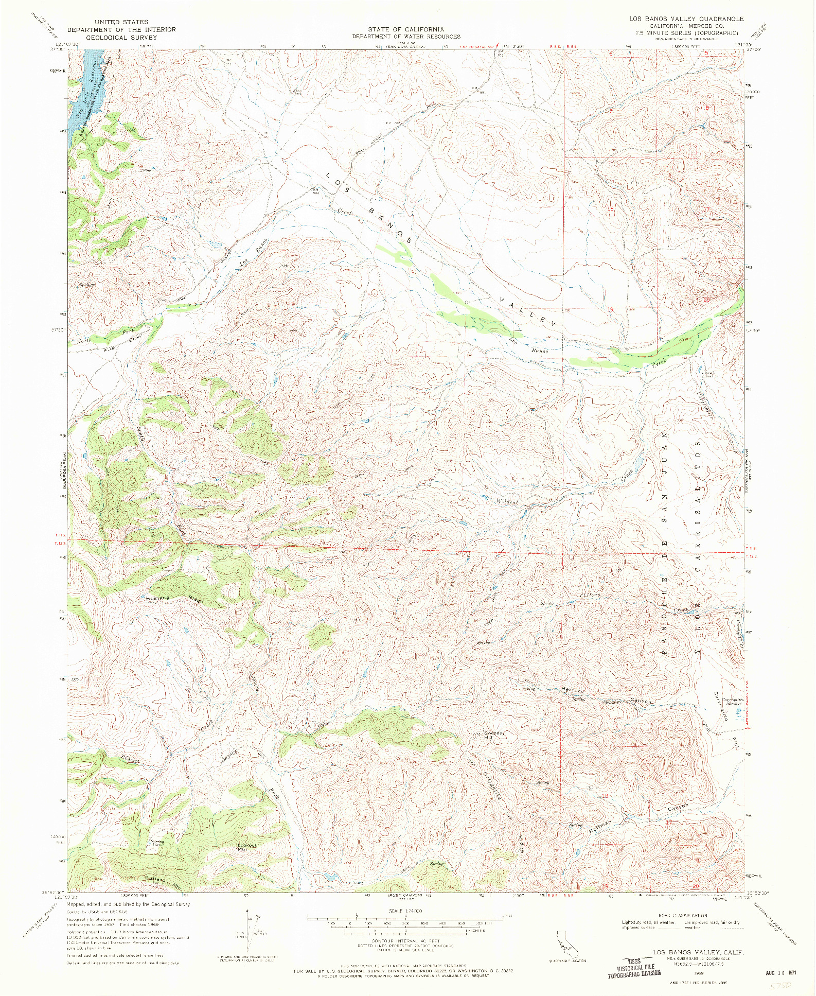 USGS 1:24000-SCALE QUADRANGLE FOR LOS BANOS VALLEY, CA 1969