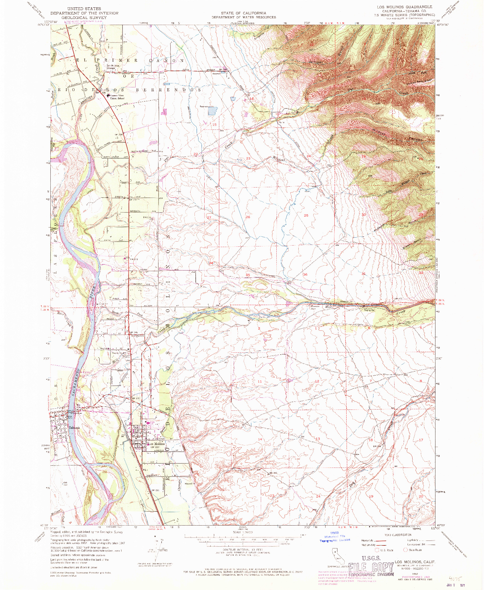 USGS 1:24000-SCALE QUADRANGLE FOR LOS MOLINOS, CA 1952