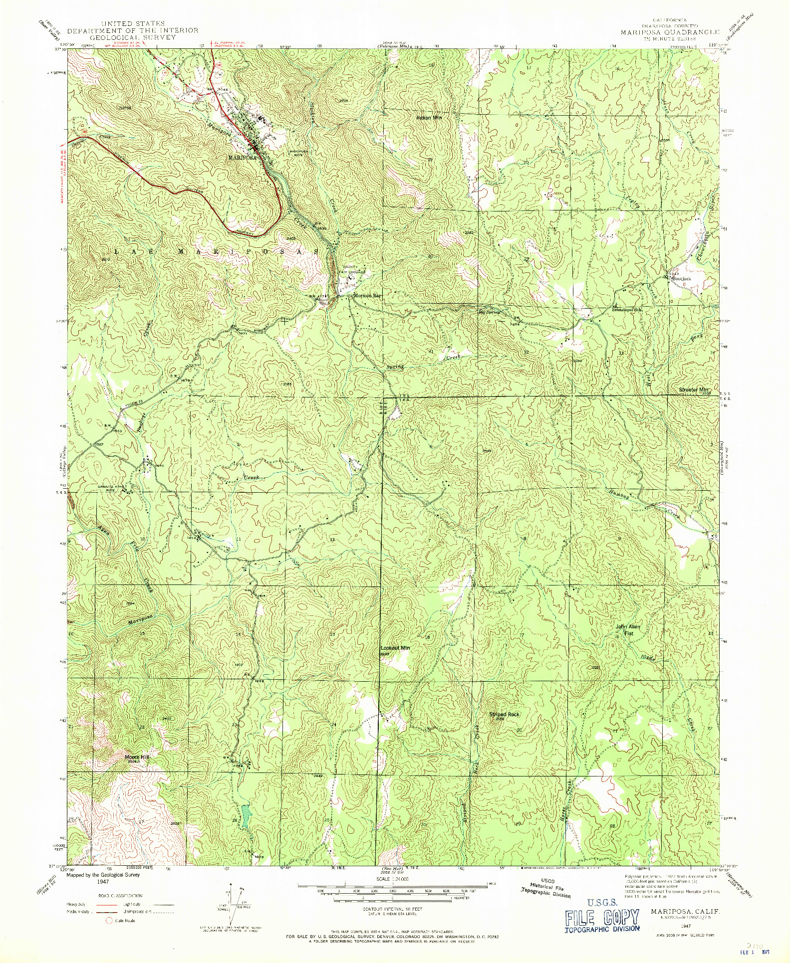 USGS 1:24000-SCALE QUADRANGLE FOR MARIPOSA, CA 1947