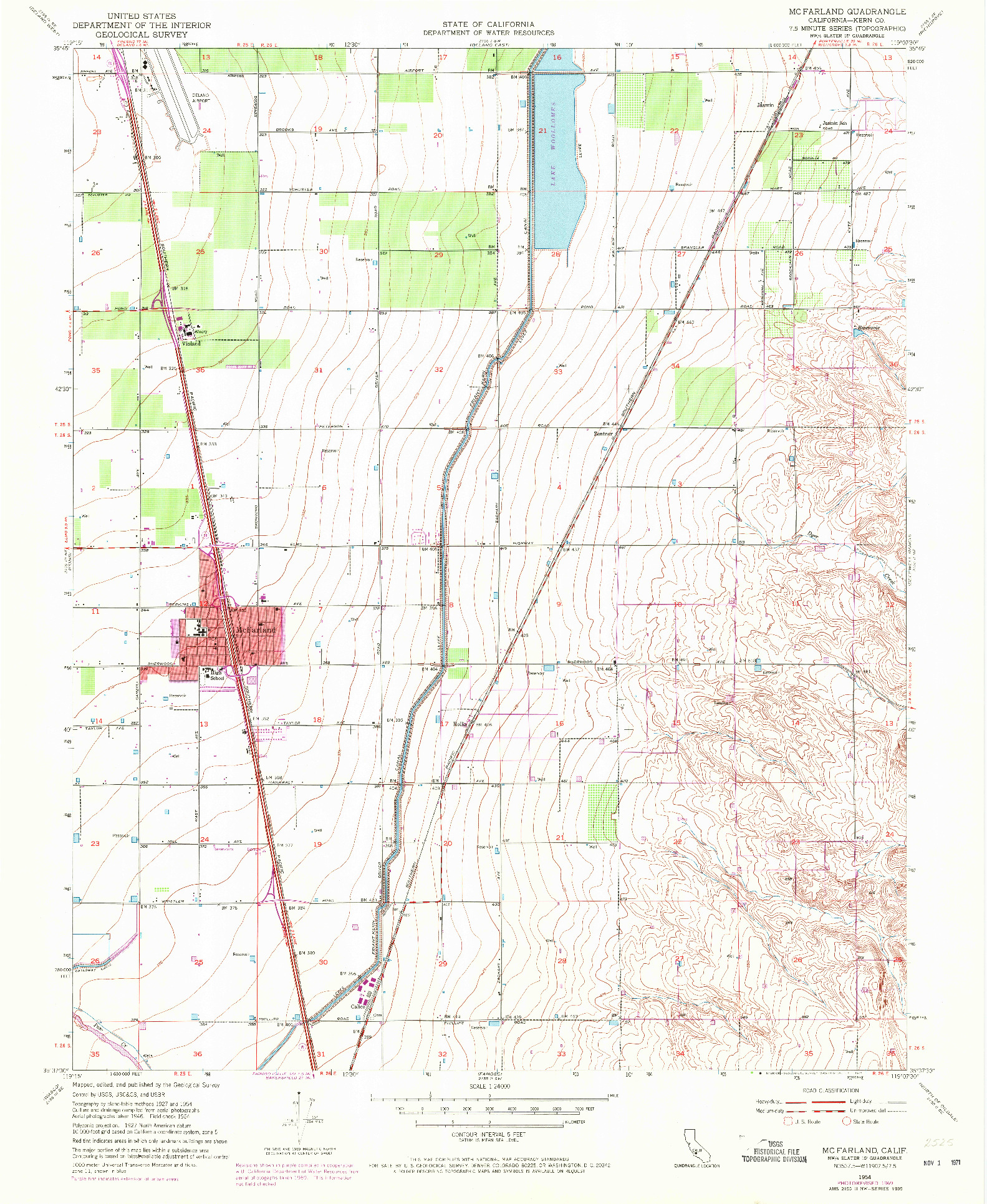 USGS 1:24000-SCALE QUADRANGLE FOR MC FARLAND, CA 1954