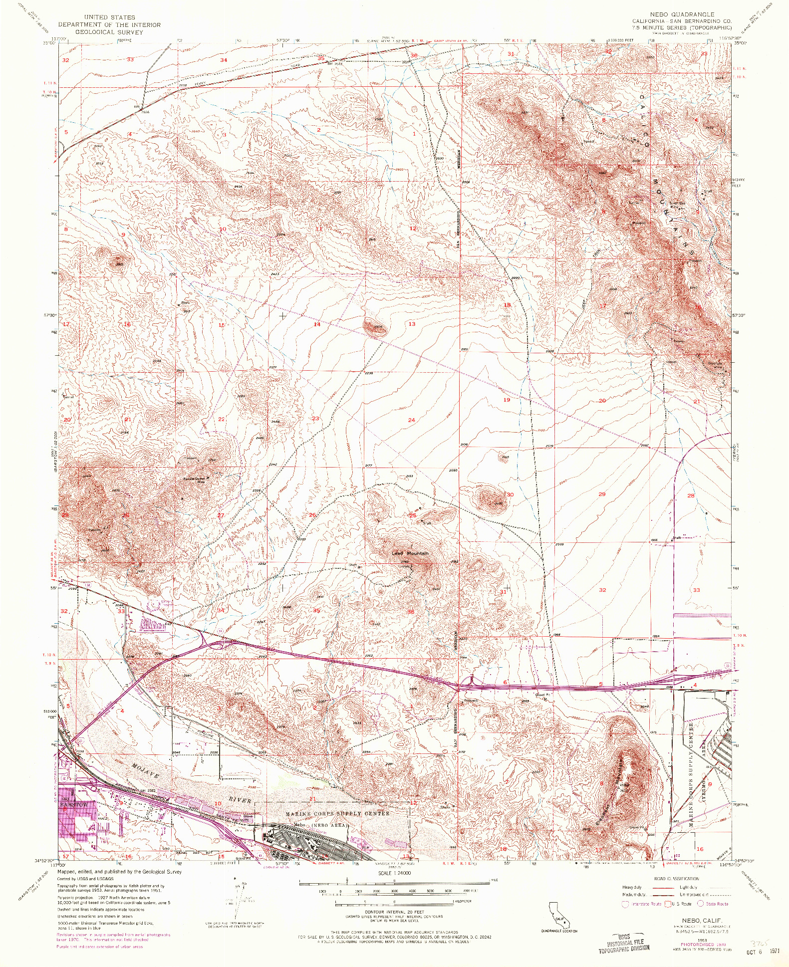 USGS 1:24000-SCALE QUADRANGLE FOR NEBO, CA 1953