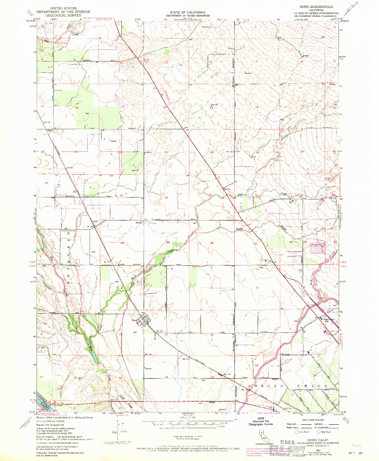 USGS 1:24000-SCALE QUADRANGLE FOR NORD, CA 1951