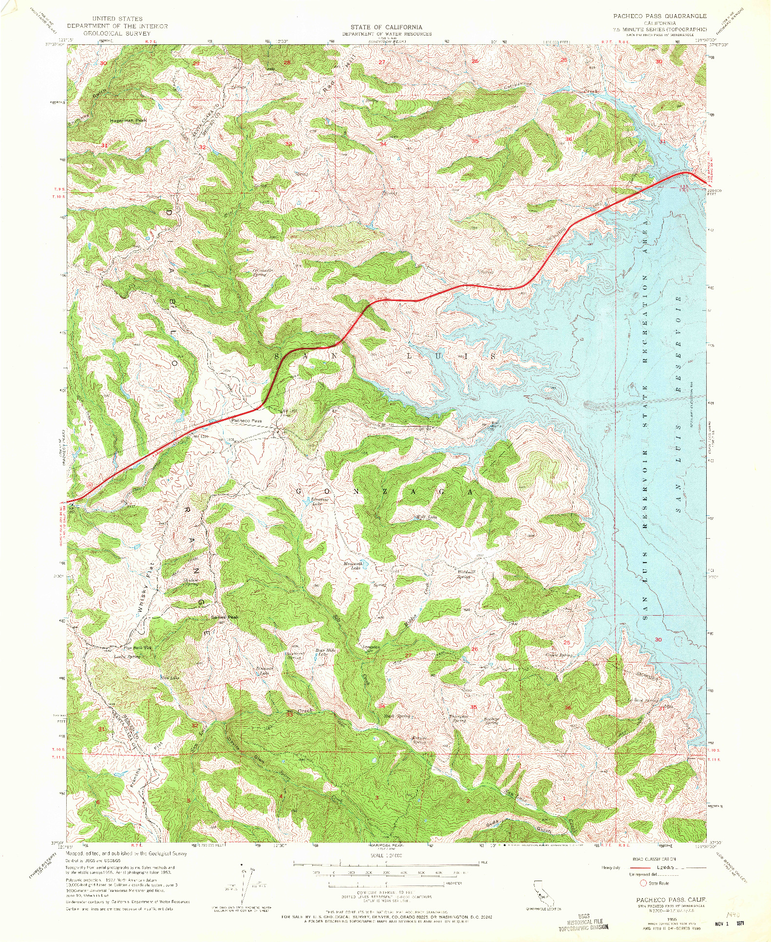 USGS 1:24000-SCALE QUADRANGLE FOR PACHECO PASS, CA 1955