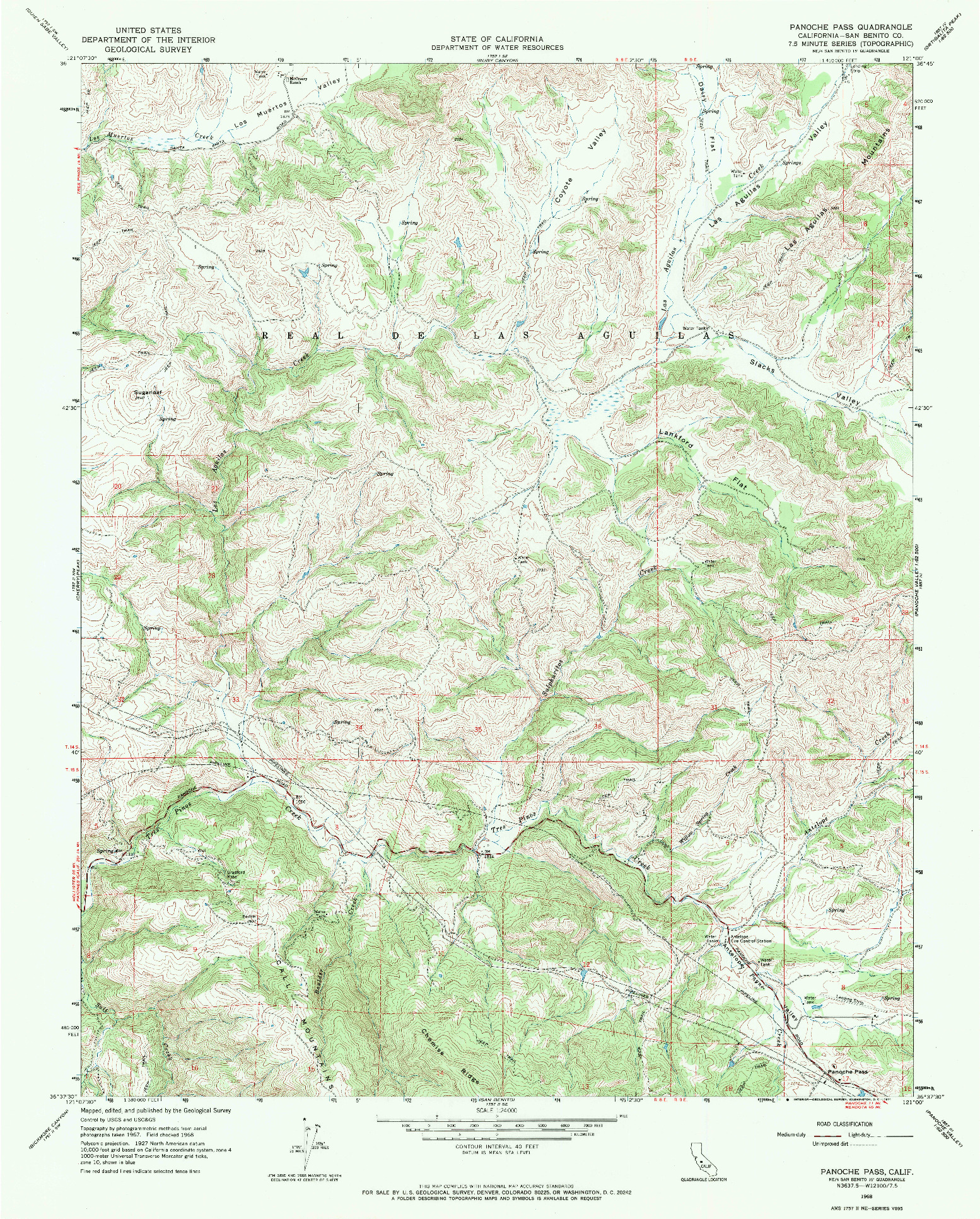 USGS 1:24000-SCALE QUADRANGLE FOR PANOCHE PASS, CA 1968