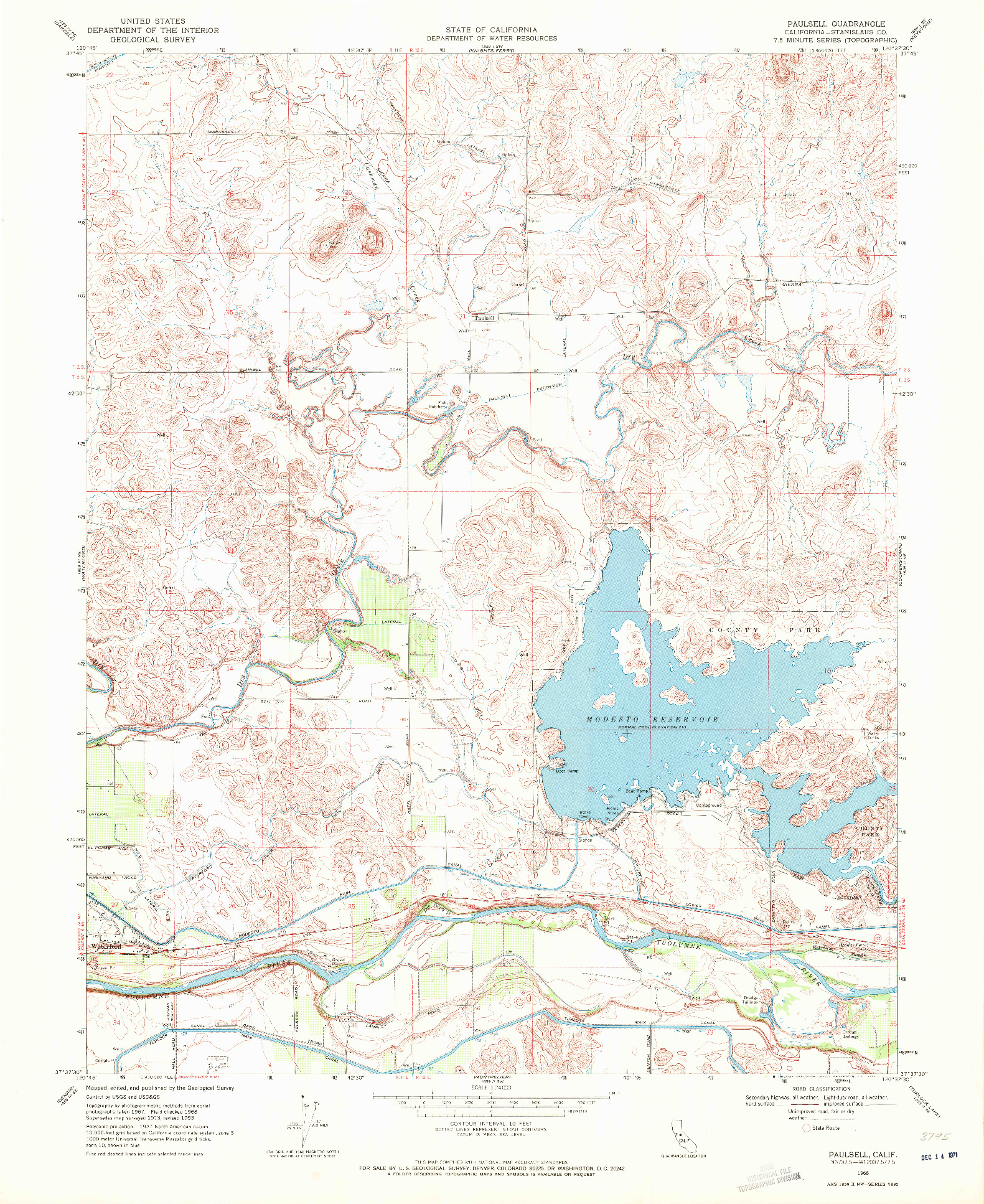USGS 1:24000-SCALE QUADRANGLE FOR PAULSELL, CA 1968