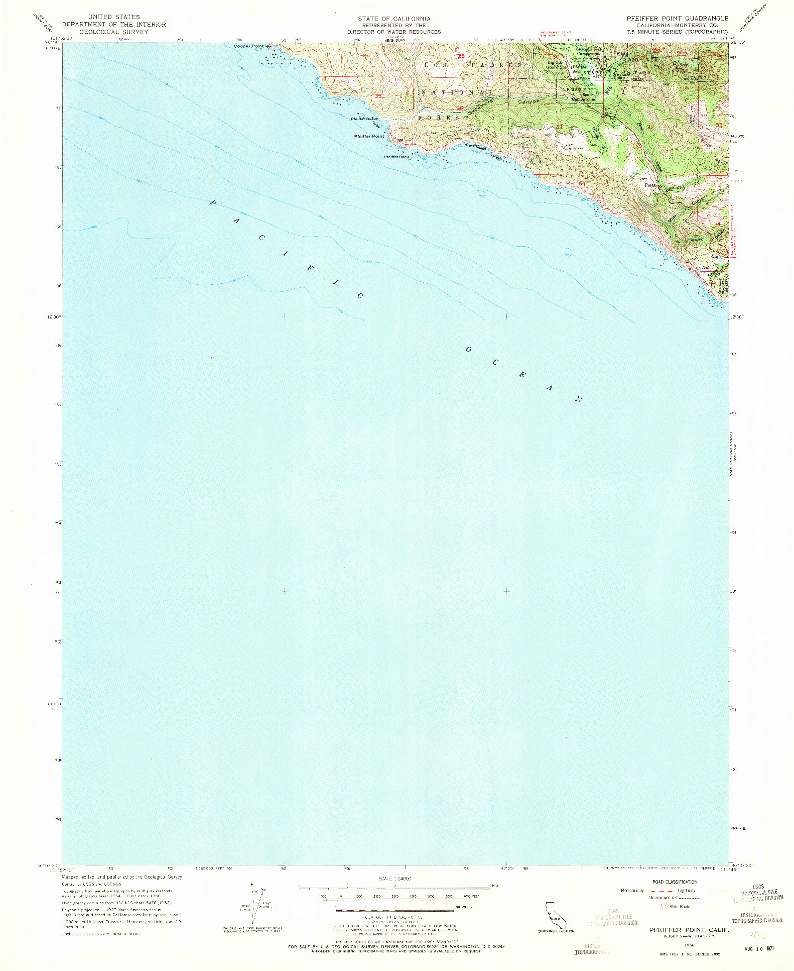 USGS 1:24000-SCALE QUADRANGLE FOR PFEIFFER POINT, CA 1956