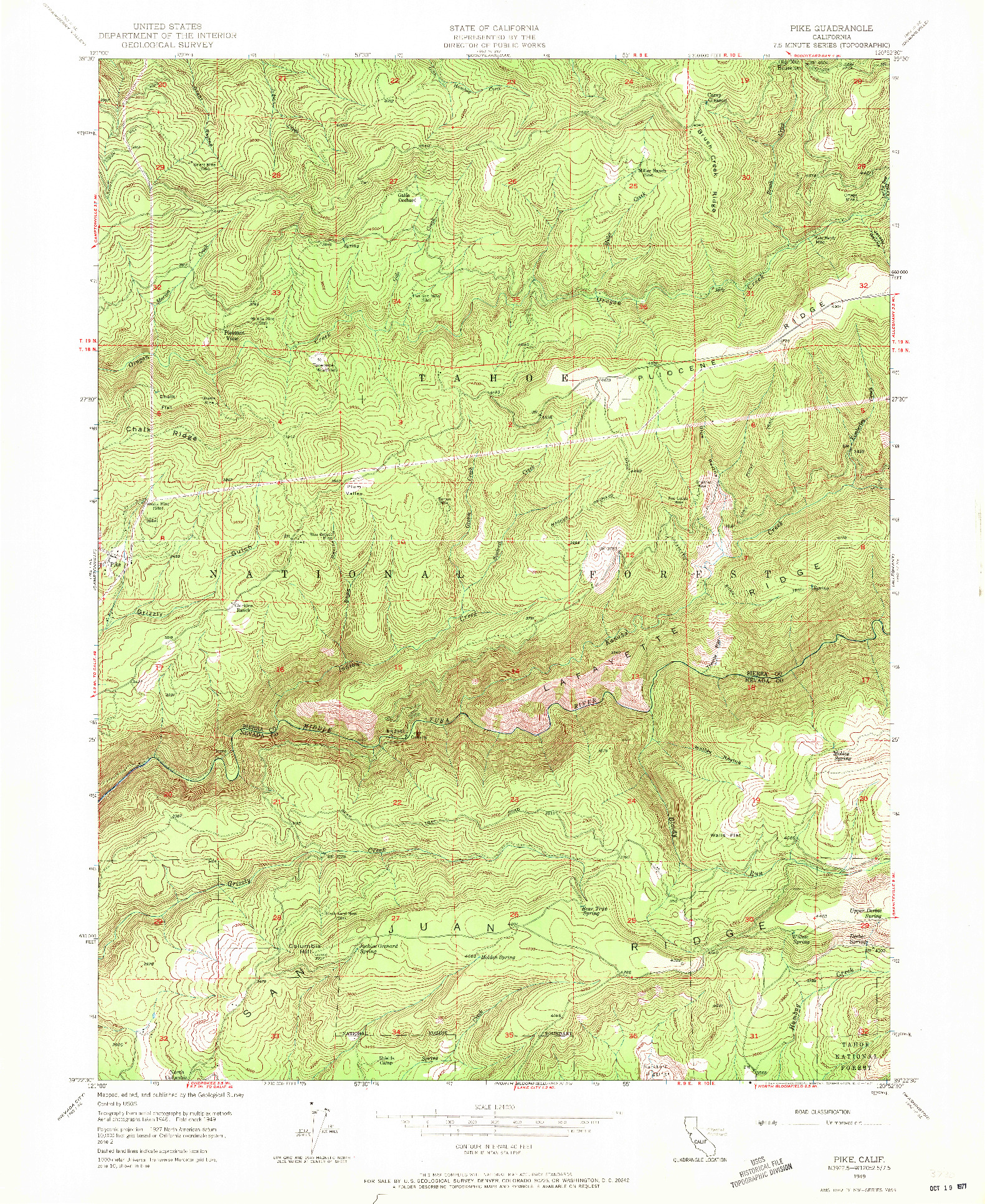 USGS 1:24000-SCALE QUADRANGLE FOR PIKE, CA 1949