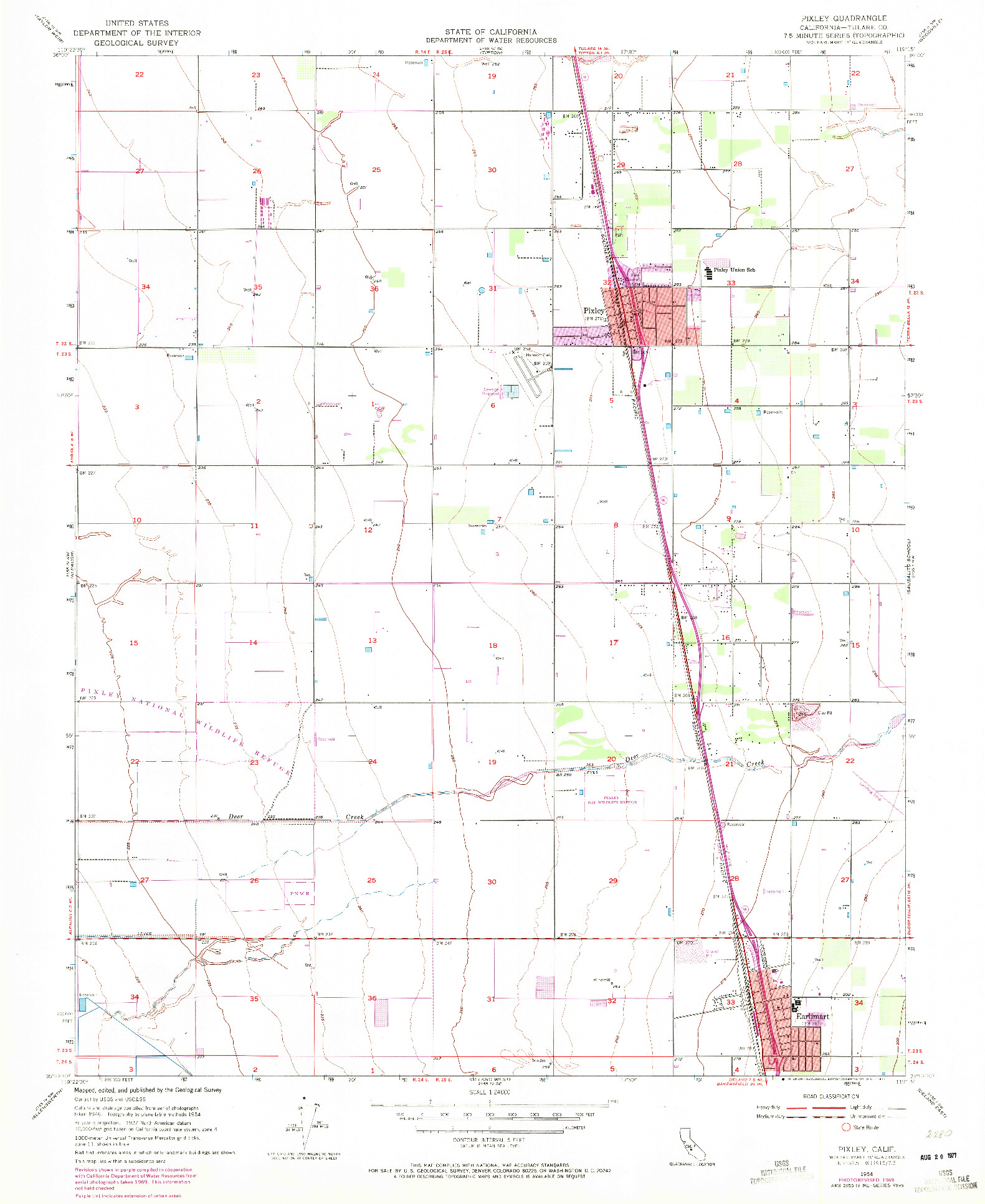 USGS 1:24000-SCALE QUADRANGLE FOR PIXLEY, CA 1954