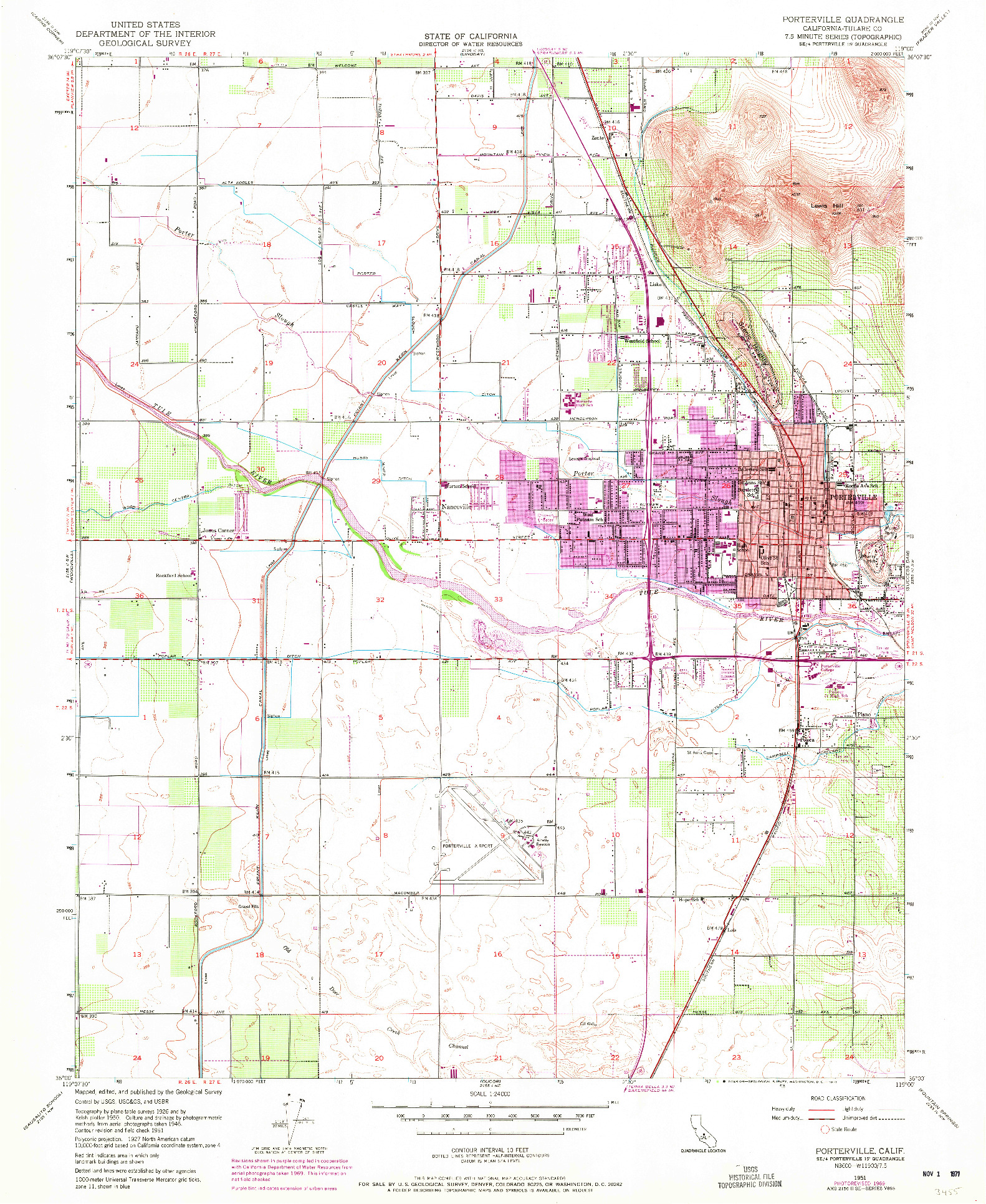 USGS 1:24000-SCALE QUADRANGLE FOR PORTERVILLE, CA 1951