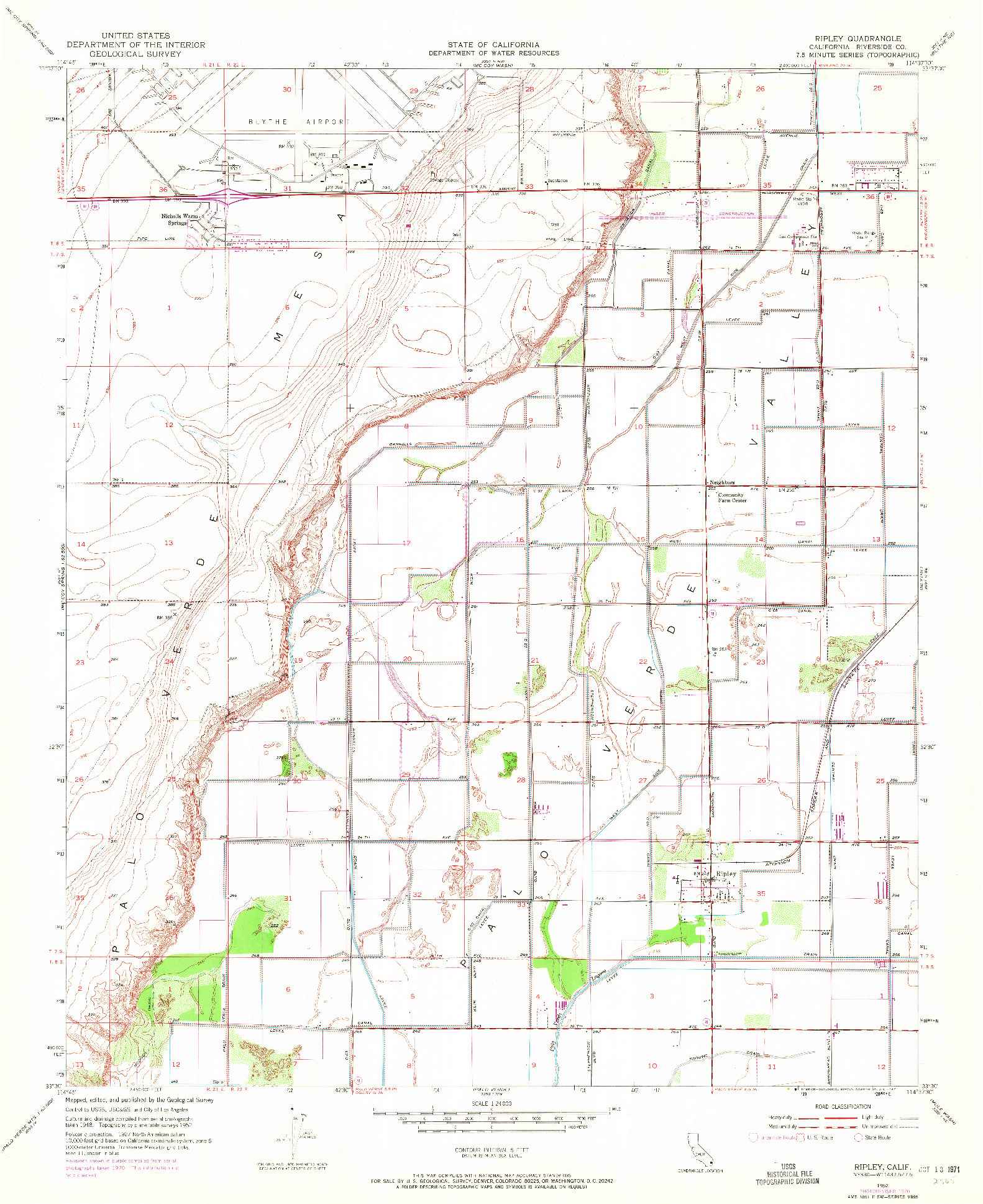 USGS 1:24000-SCALE QUADRANGLE FOR RIPLEY, CA 1952