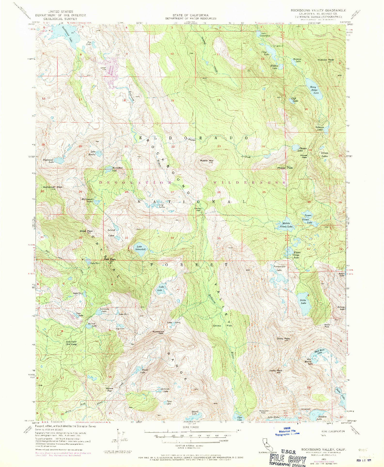 USGS 1:24000-SCALE QUADRANGLE FOR ROCKBOUND VALLEY, CA 1955