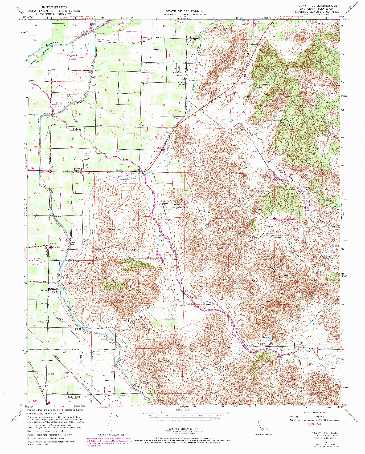 USGS 1:24000-SCALE QUADRANGLE FOR ROCKY HILL, CA 1951