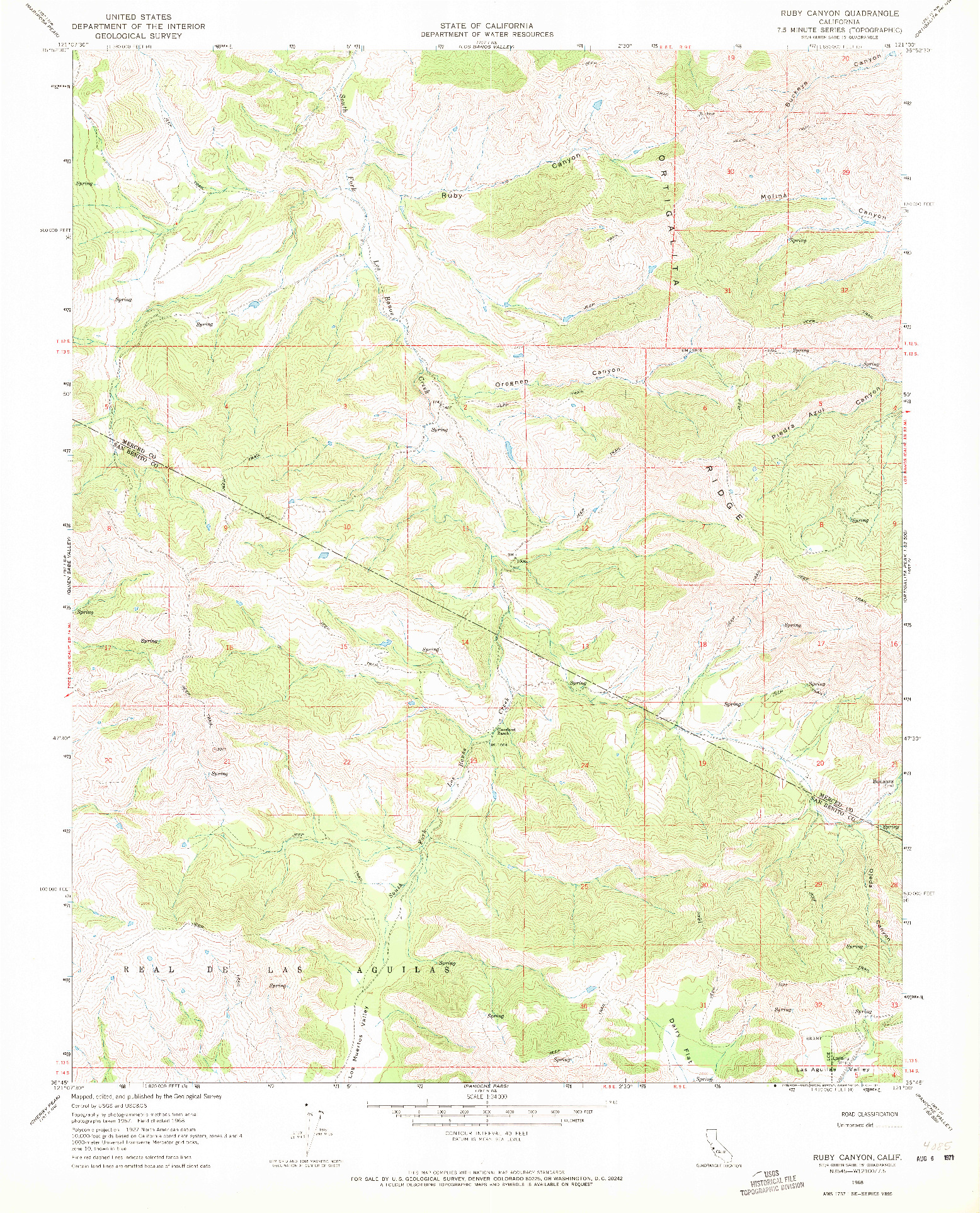 USGS 1:24000-SCALE QUADRANGLE FOR RUBY CANYON, CA 1968