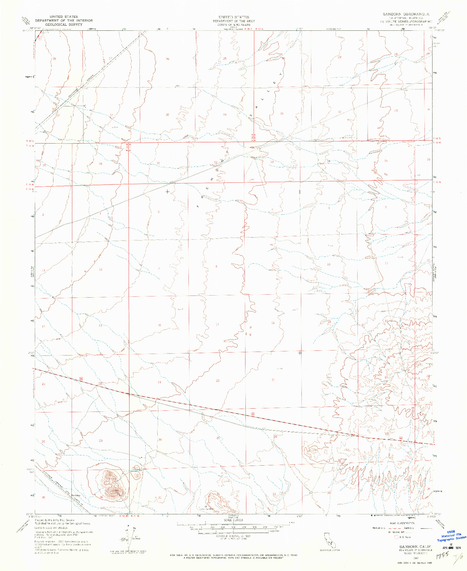 USGS 1:24000-SCALE QUADRANGLE FOR SANBORN, CA 1947