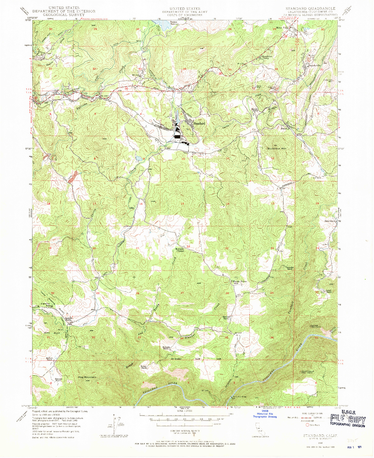 USGS 1:24000-SCALE QUADRANGLE FOR STANDARD, CA 1948