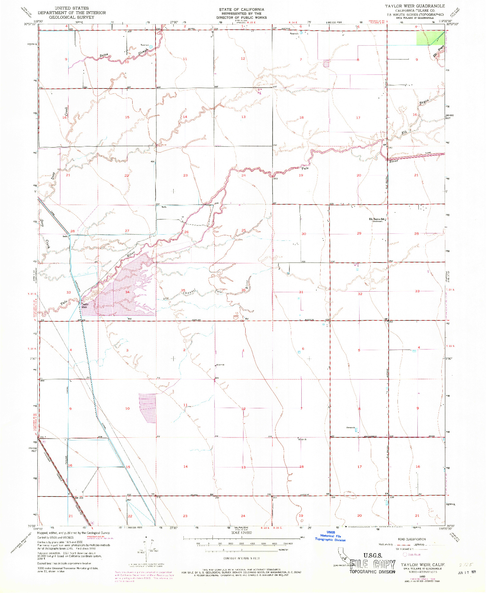 USGS 1:24000-SCALE QUADRANGLE FOR TAYLOR WEIR, CA 1950