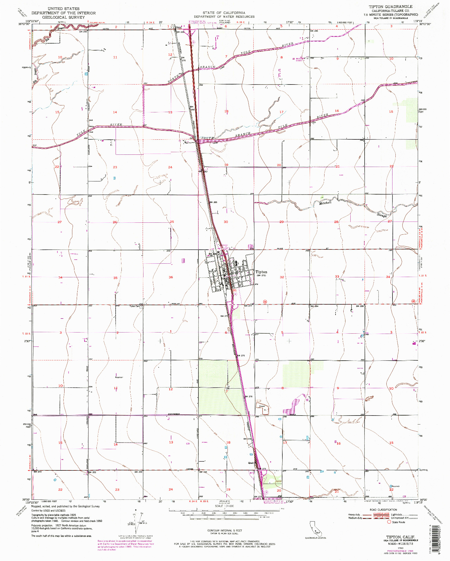 USGS 1:24000-SCALE QUADRANGLE FOR TIPTON, CA 1950