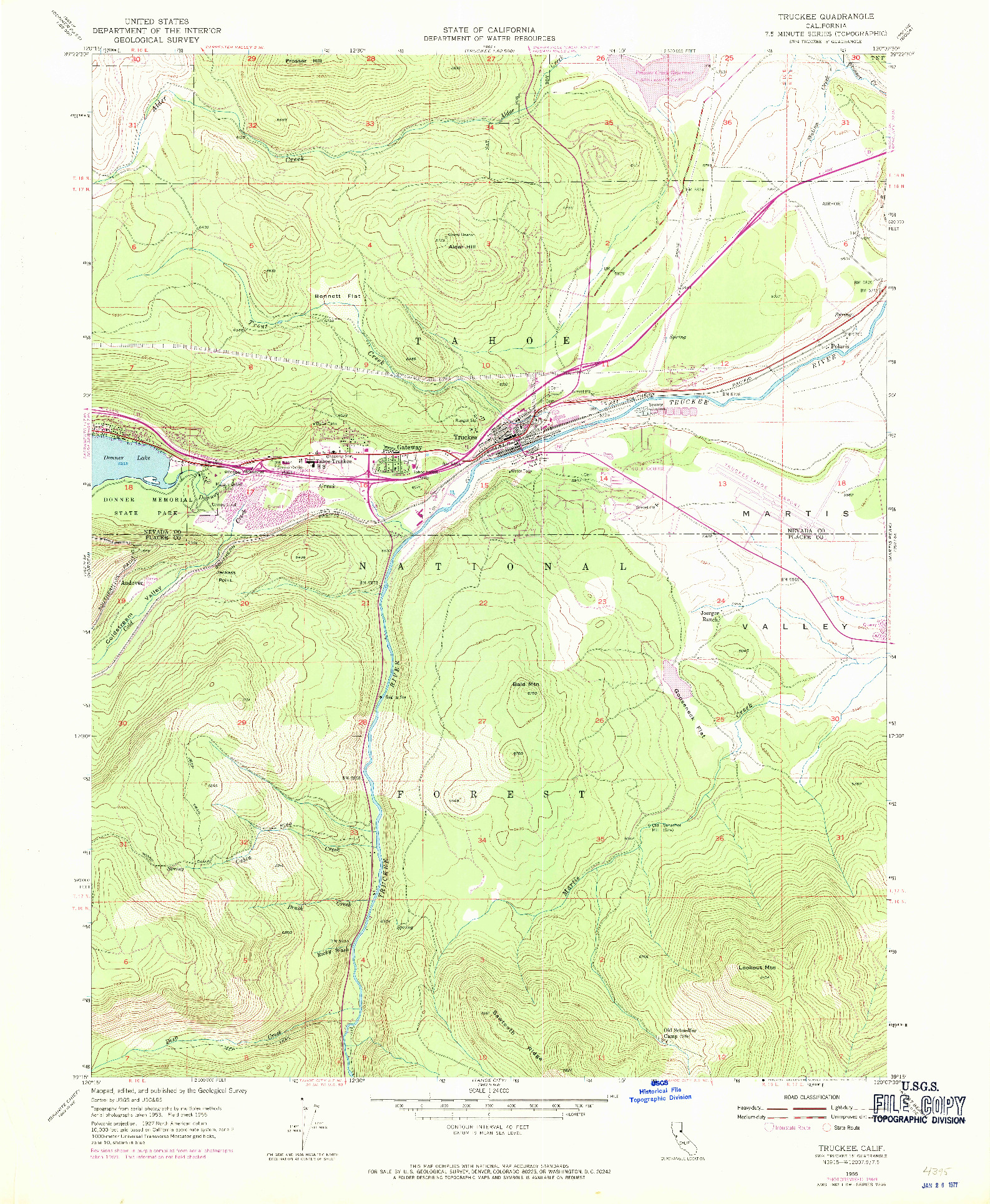 USGS 1:24000-SCALE QUADRANGLE FOR TRUCKEE, CA 1955