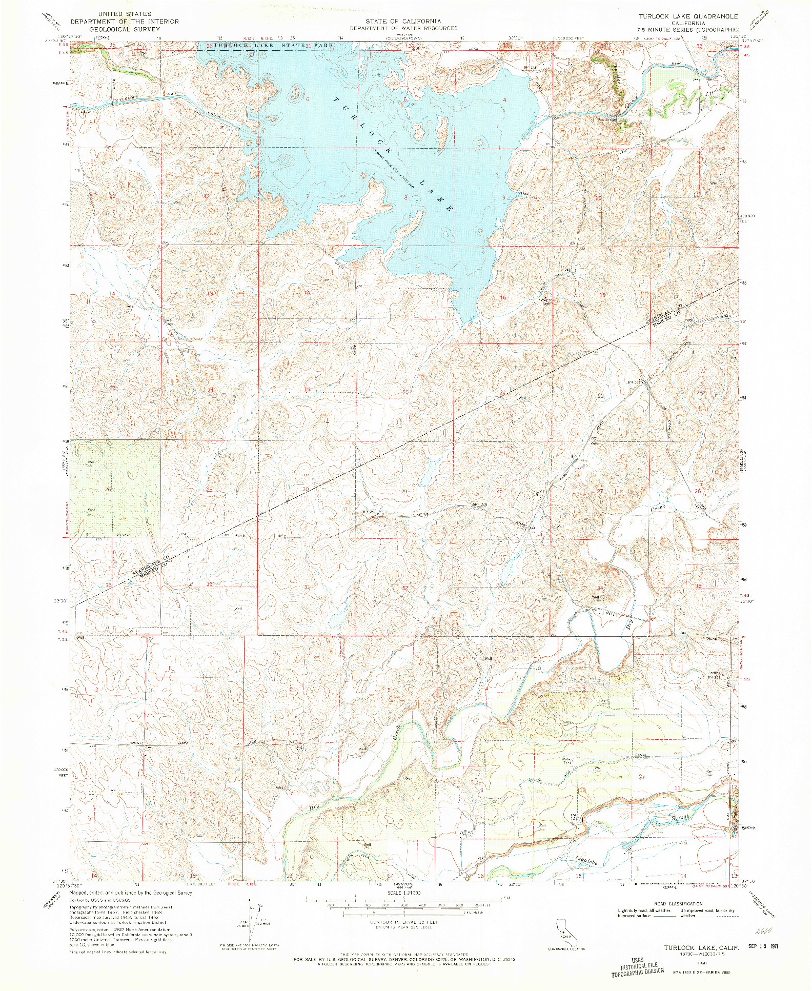 USGS 1:24000-SCALE QUADRANGLE FOR TURLOCK LAKE, CA 1968