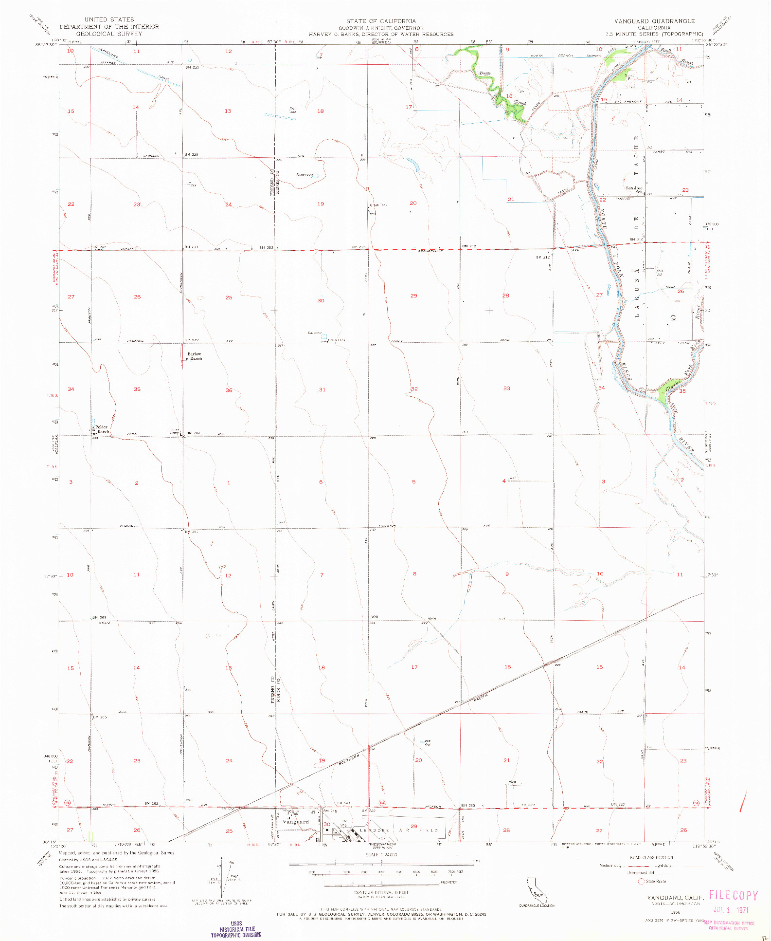 USGS 1:24000-SCALE QUADRANGLE FOR VANGUARD, CA 1956