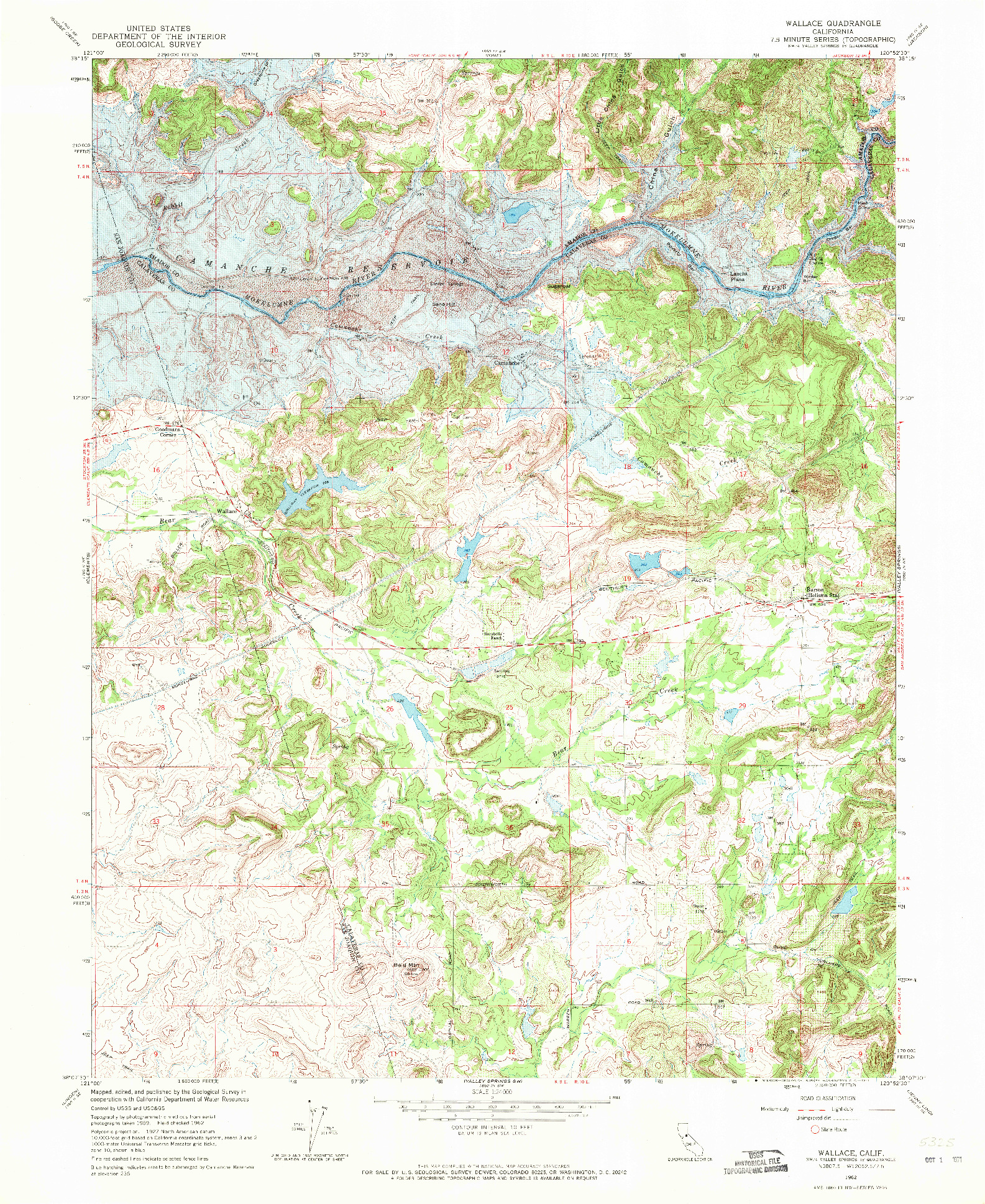 USGS 1:24000-SCALE QUADRANGLE FOR WALLACE, CA 1962