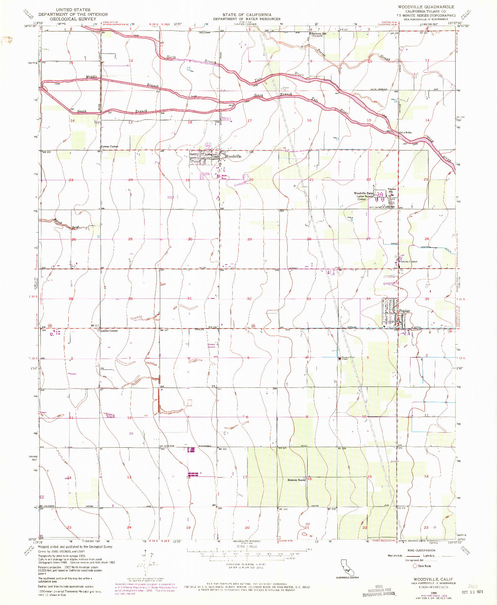USGS 1:24000-SCALE QUADRANGLE FOR WOODVILLE, CA 1950