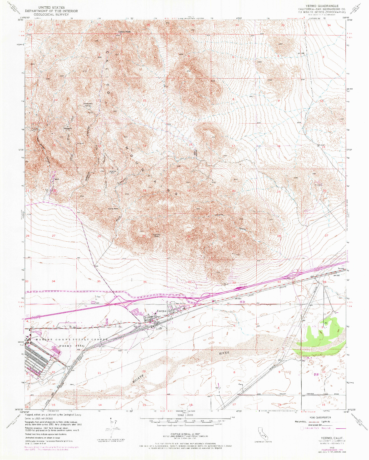 USGS 1:24000-SCALE QUADRANGLE FOR YERMO, CA 1953