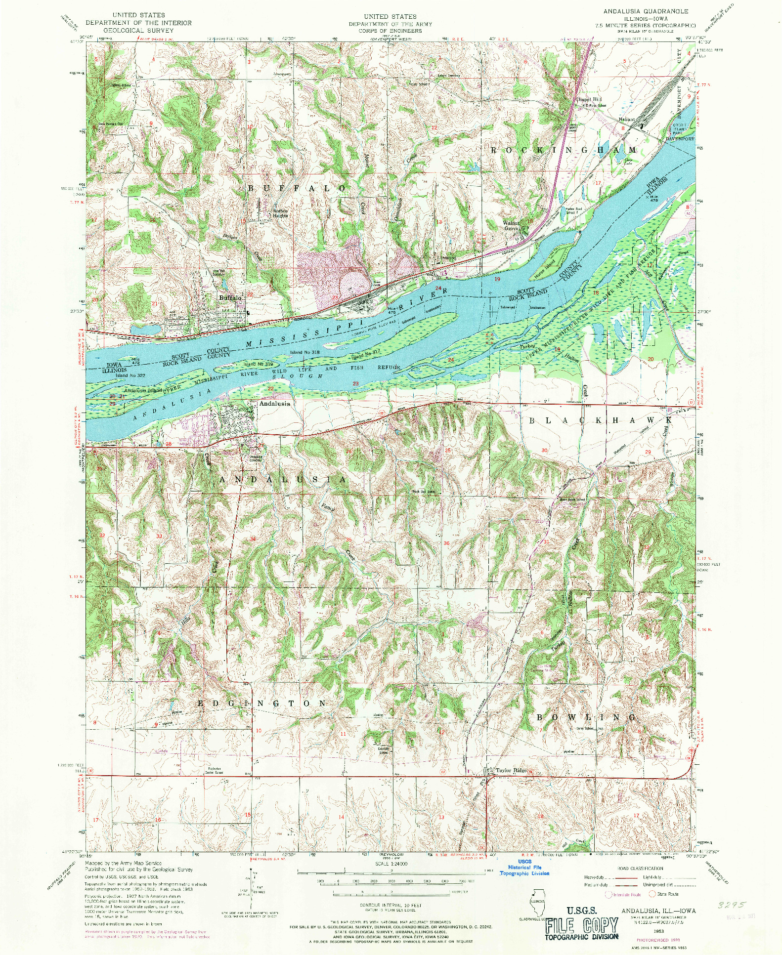 USGS 1:24000-SCALE QUADRANGLE FOR ANDALUSIA, IL 1953