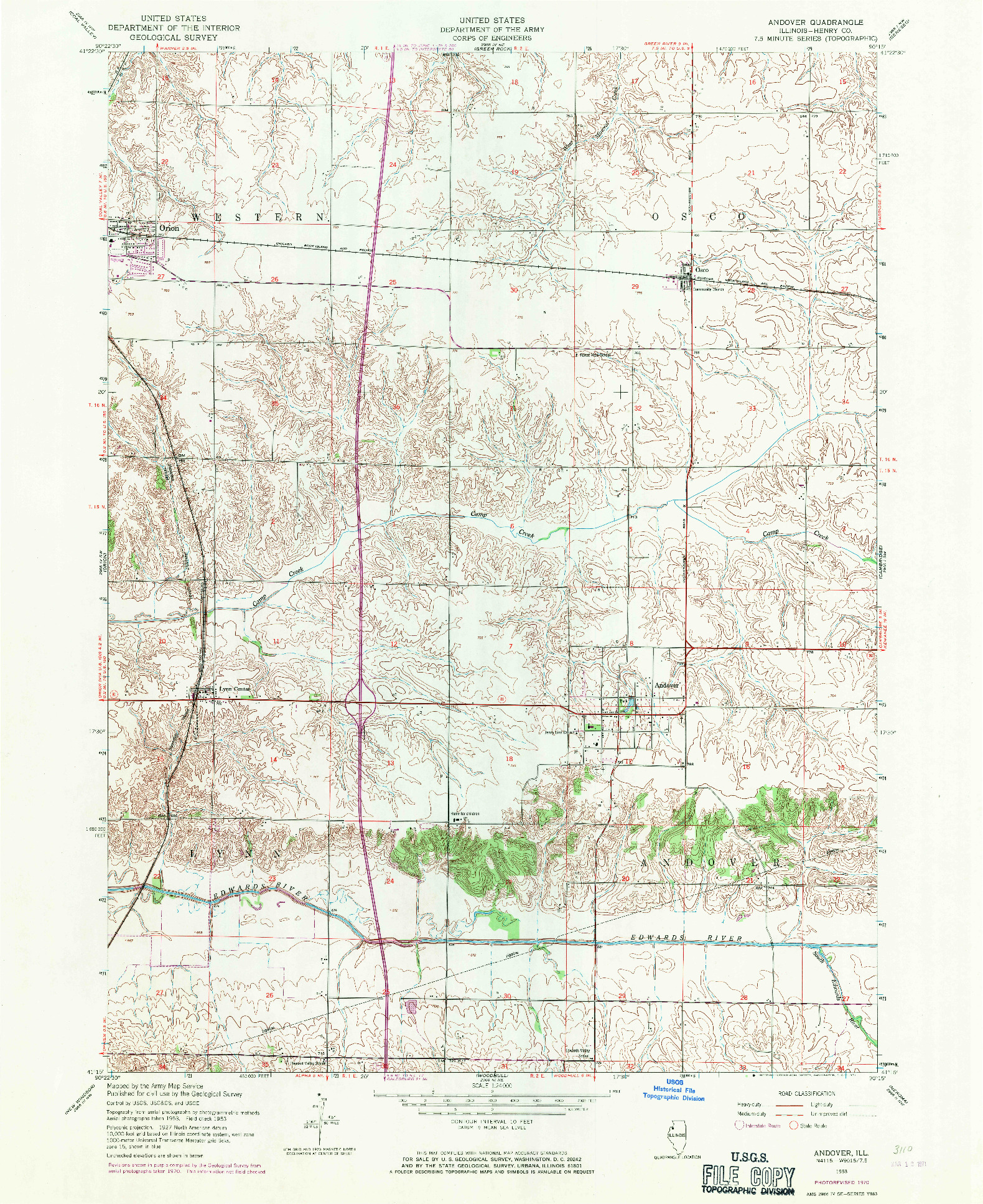 USGS 1:24000-SCALE QUADRANGLE FOR ANDOVER, IL 1953